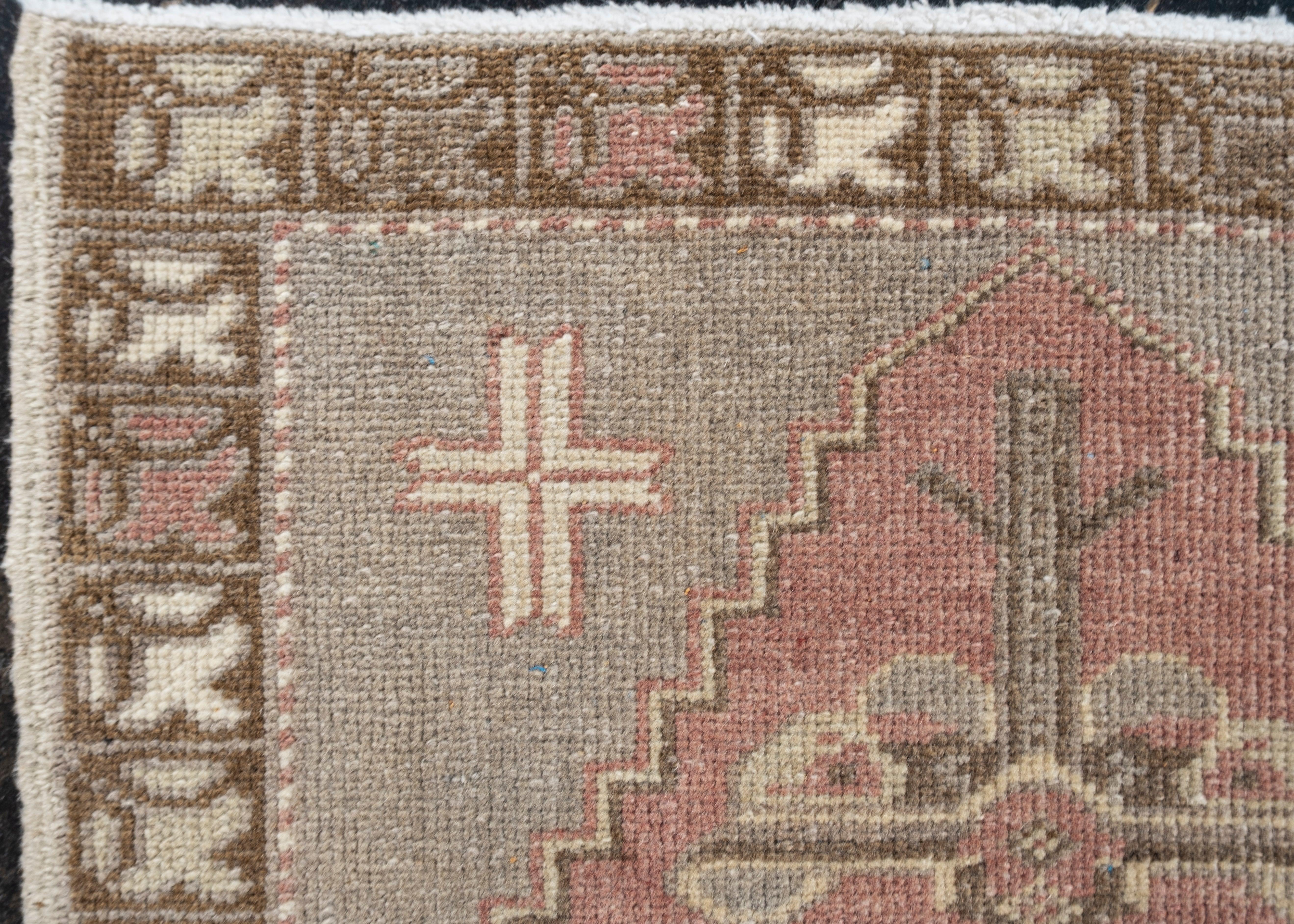 Annodato a mano Oriental Hand Knots Rugs Vintage Turkish Mini Rug 1'8
