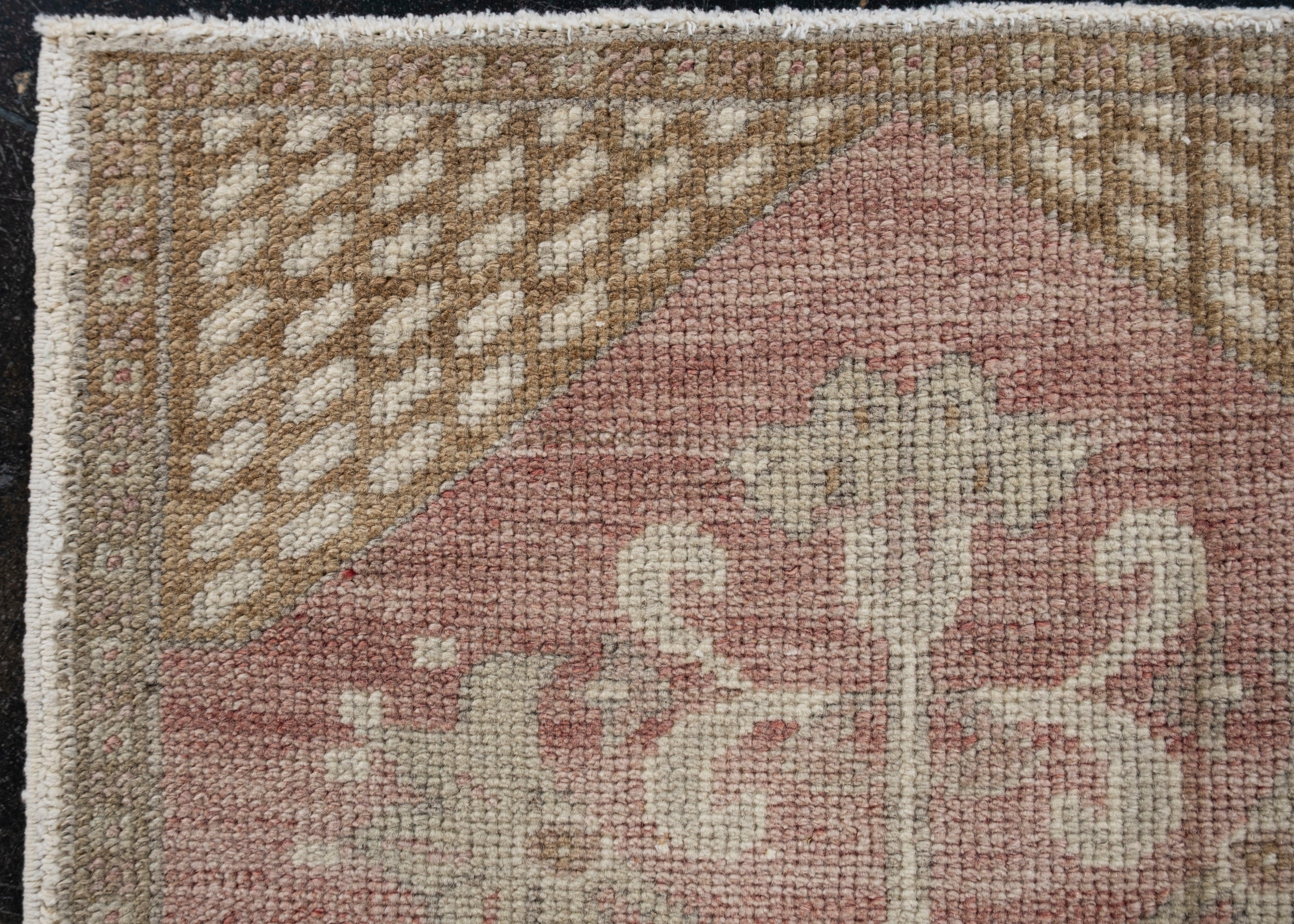 Annodato a mano Oriental Hand Knots Rugs Vintage Turkish Mini Rug 1'8