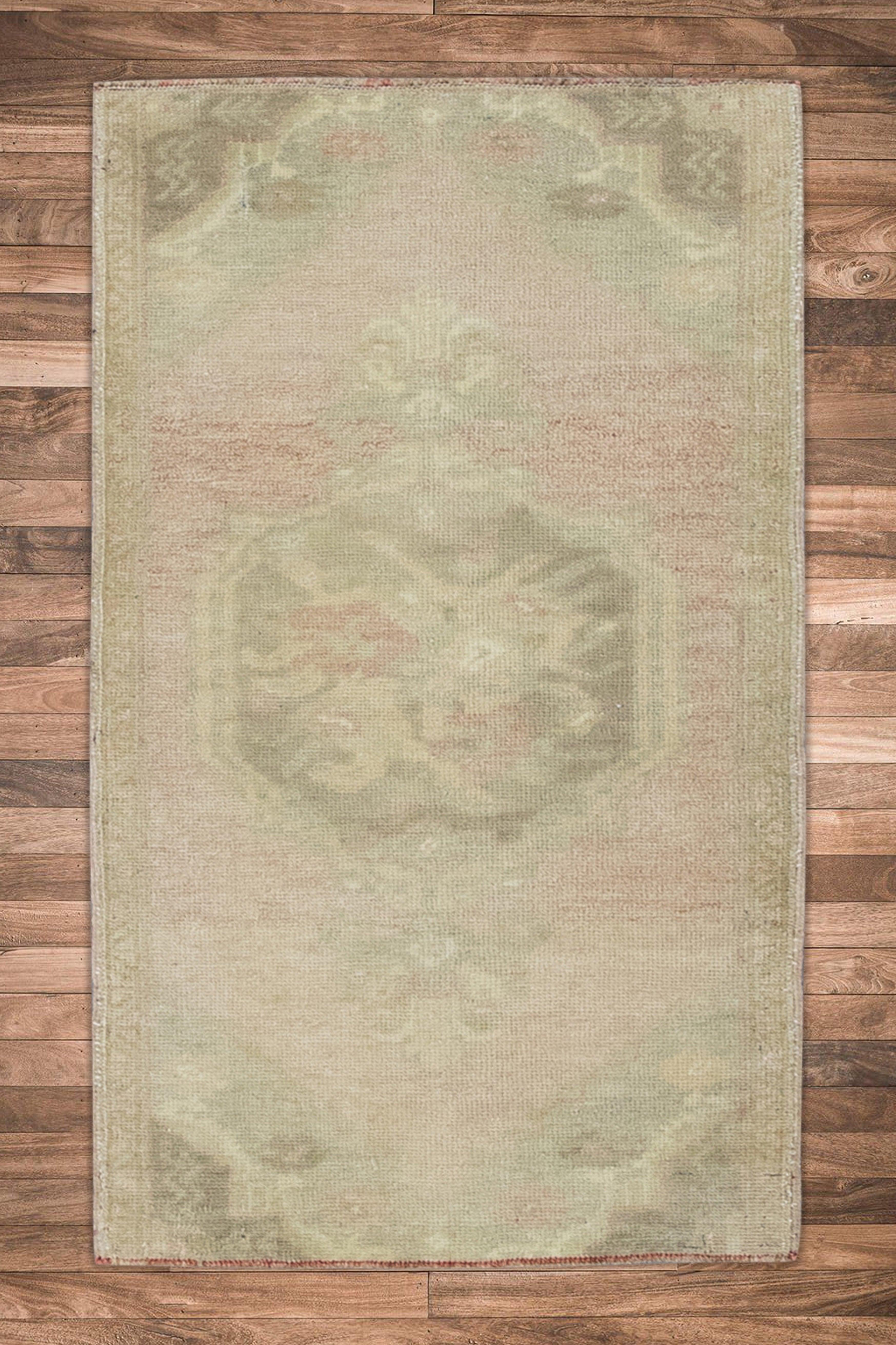 Oriental Hand Knotted Vintage Turkish Mini Rug 1'8