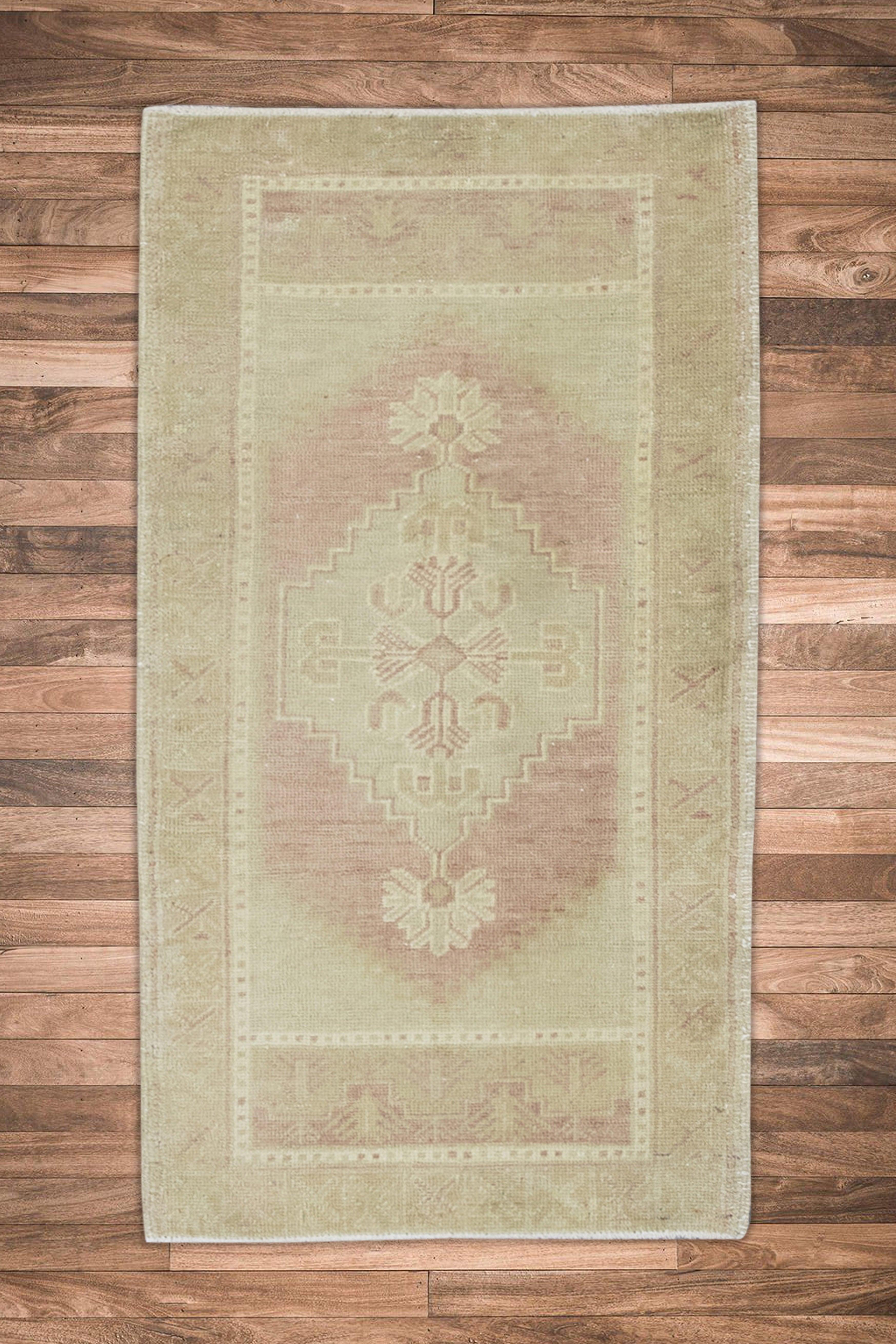 Oriental Hand Knotted Vintage Turkish Mini Rug 1'8