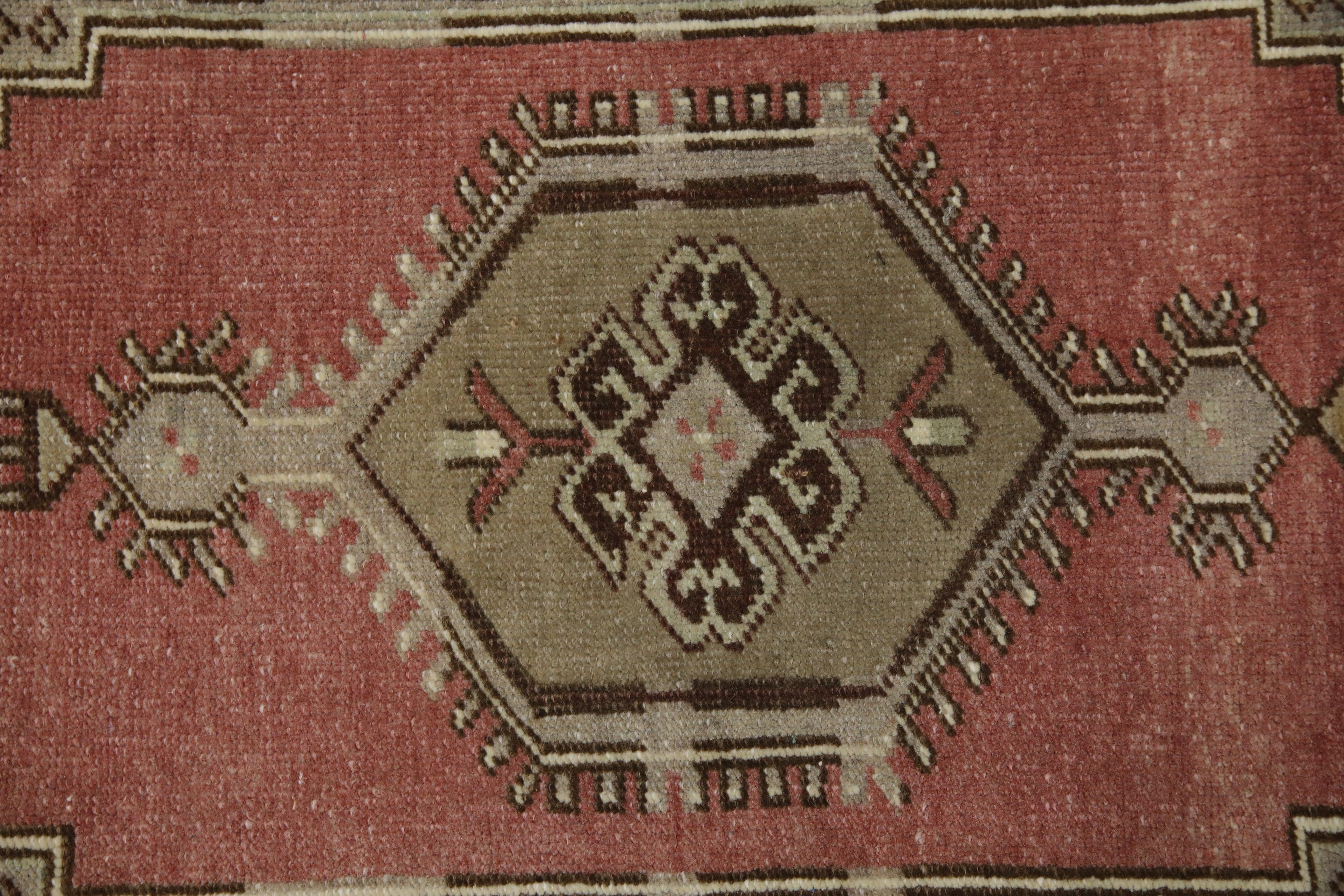 Oriental Hand Knotted Vintage Turkish Mini Rug 1'8