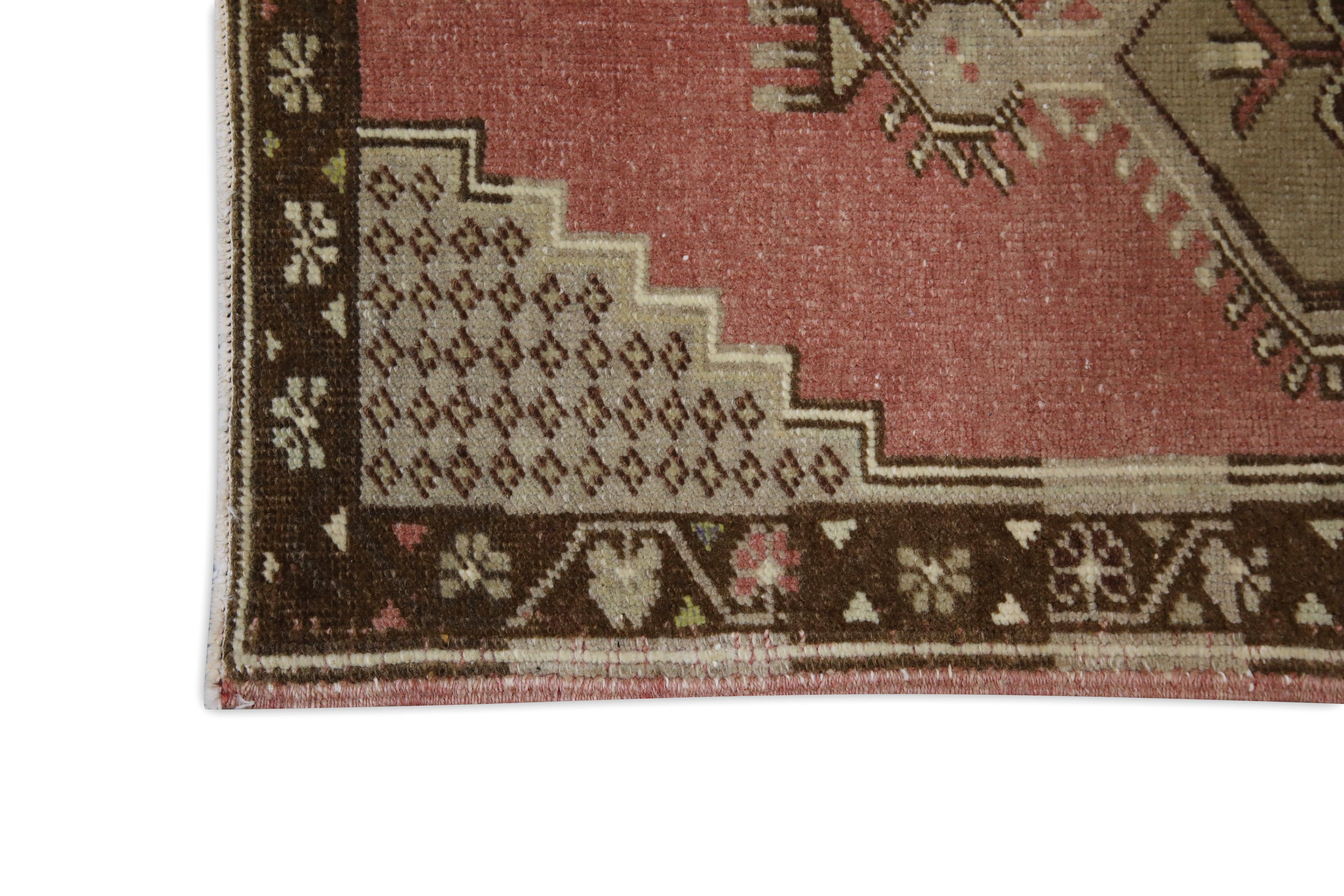 Hand-Knotted Oriental Hand Knotted Vintage Turkish Mini Rug 1'8