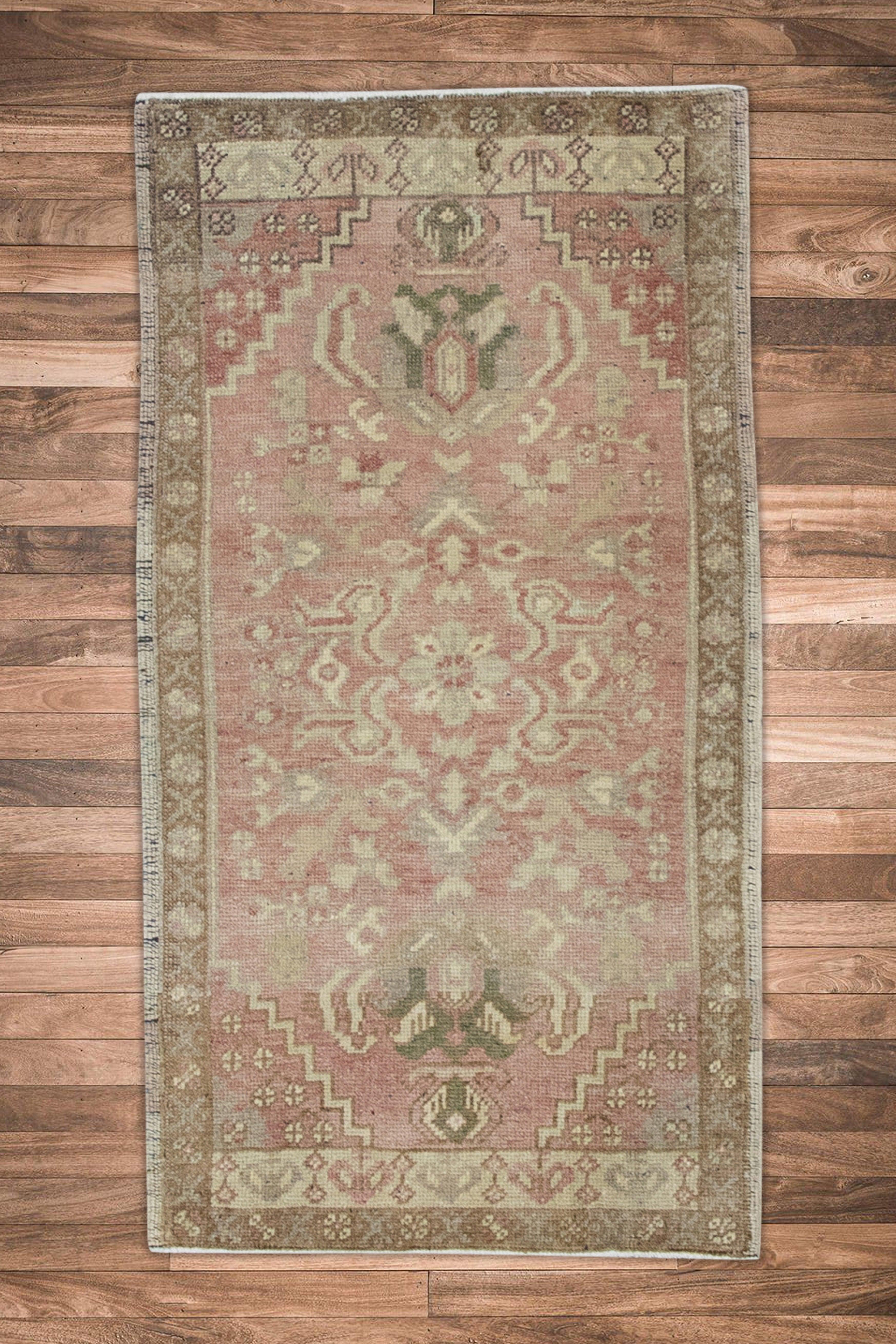 Annodato a mano Oriental Hand Knots Rugs Vintage Turkish Mini Rug 1'8