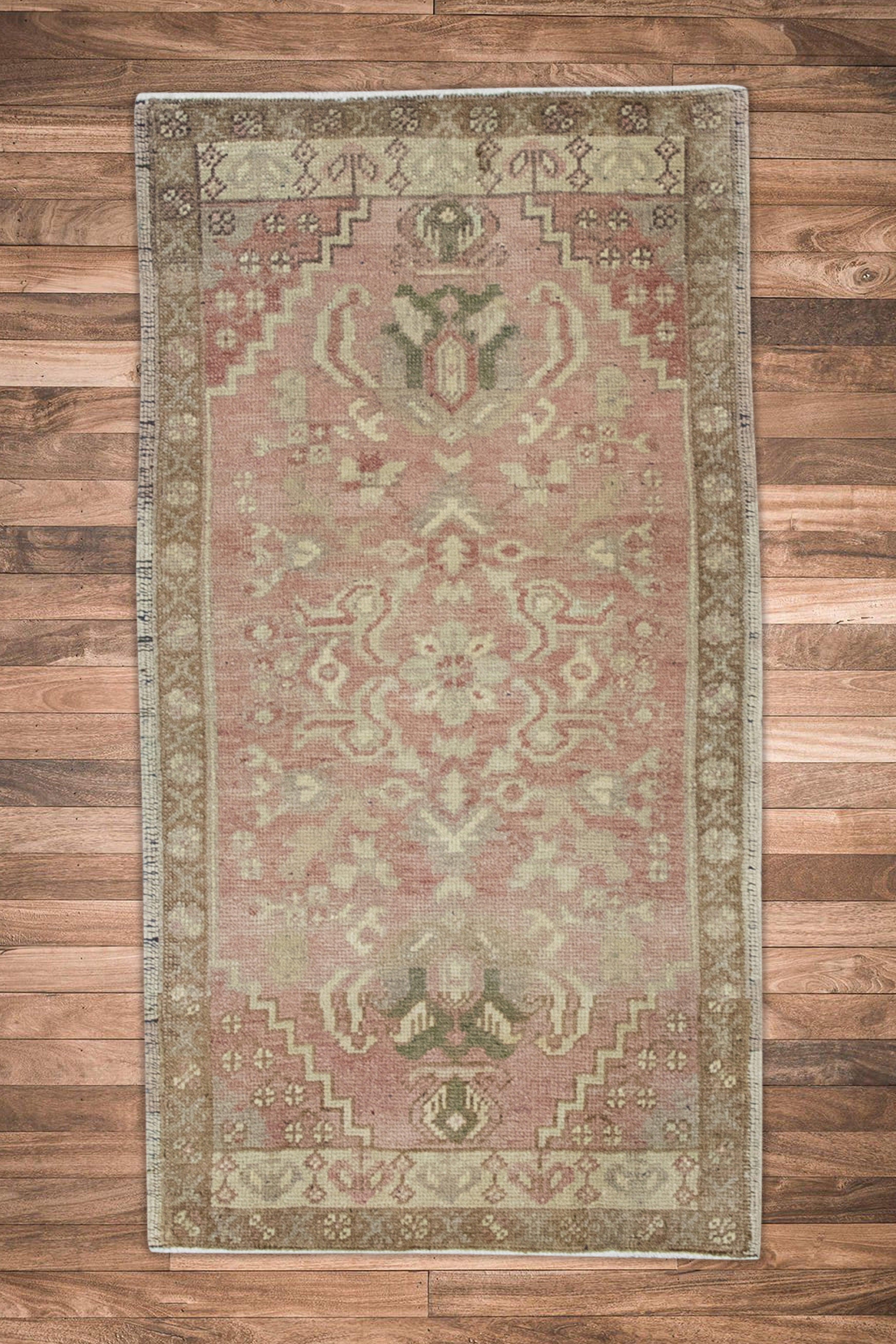 Oriental Hand Knotted Vintage Turkish Mini Rug 1'8