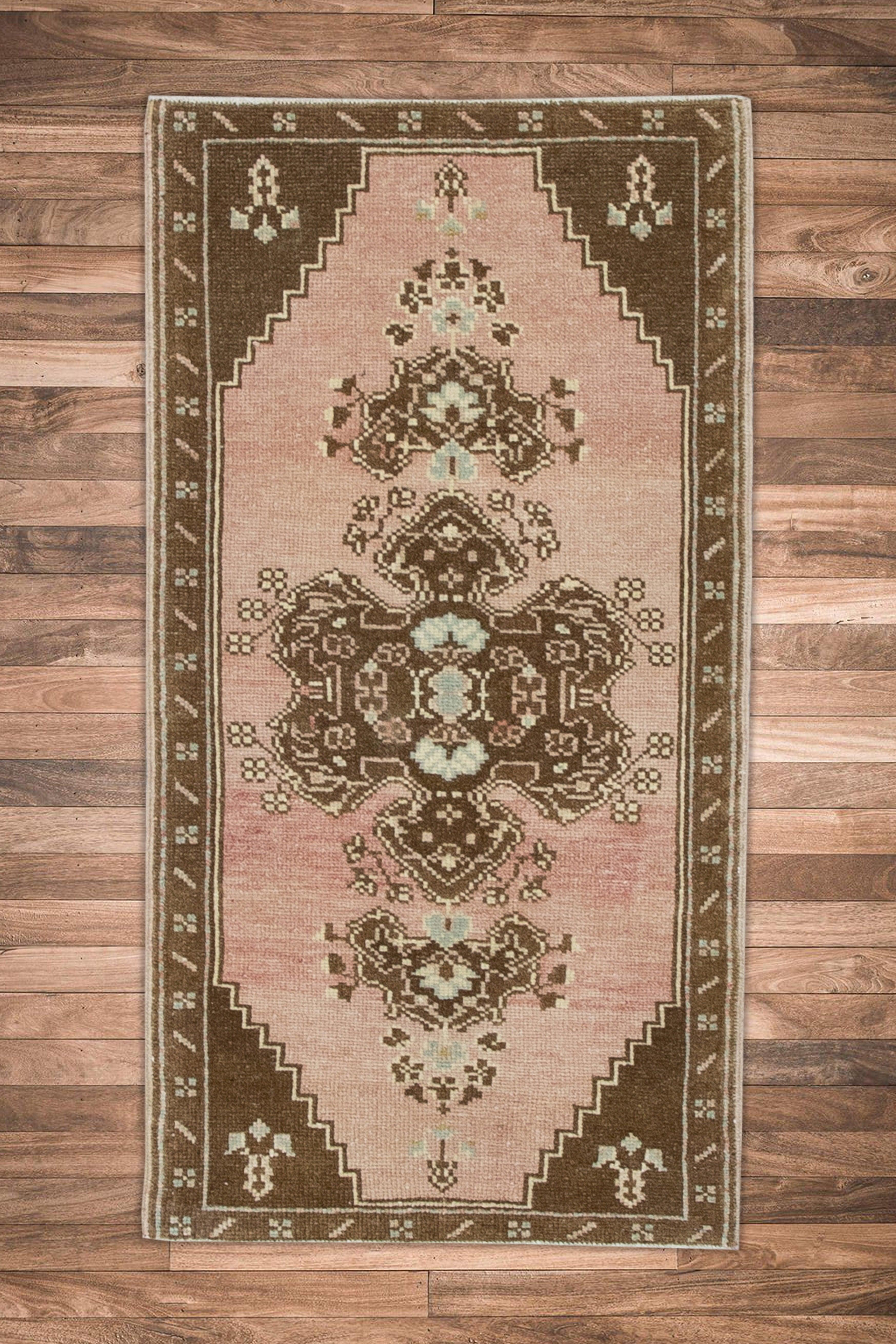 Annodato a mano Oriental Hand Knots Rugs Vintage Turkish Mini Rug 1'8