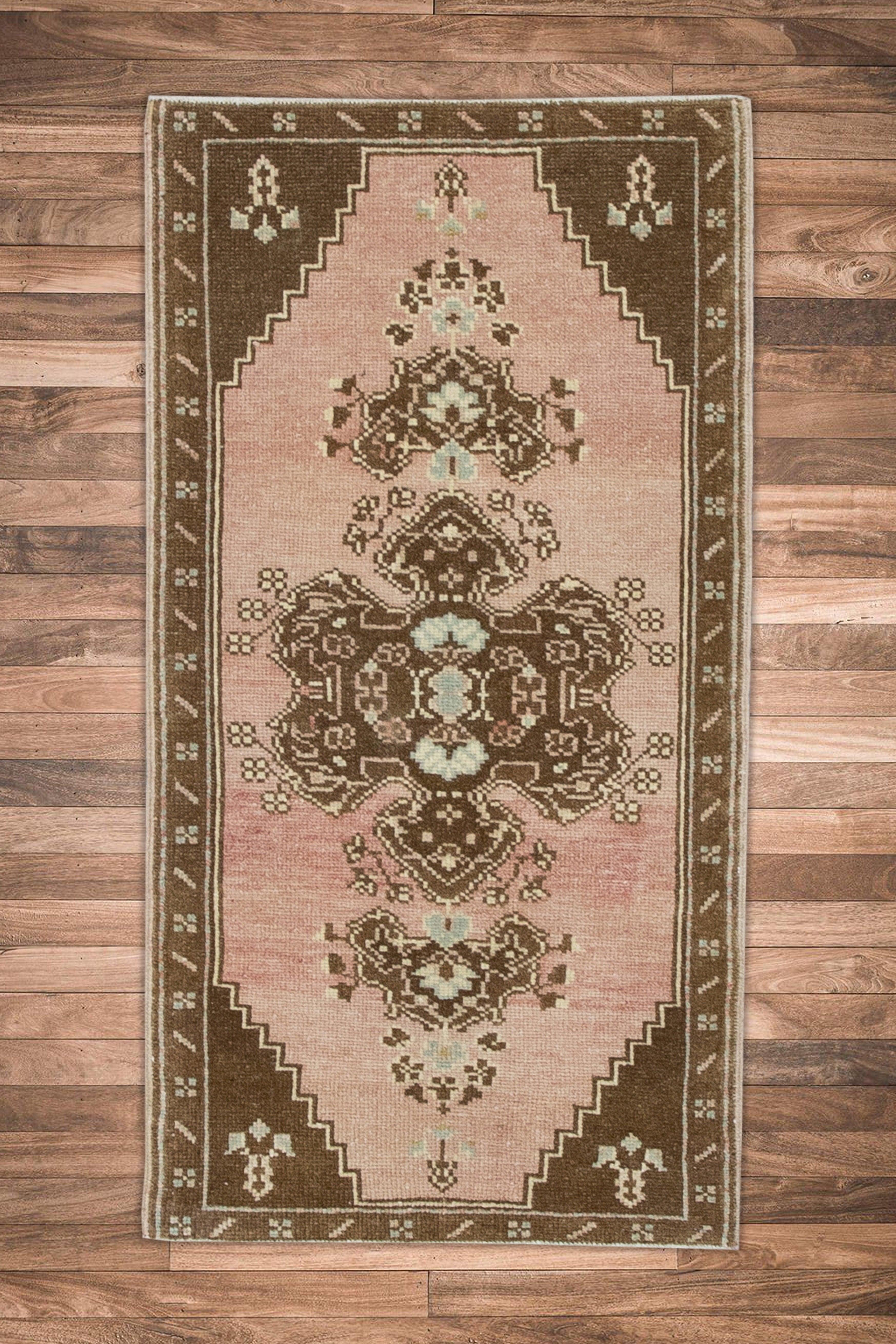 Oriental Hand Knotted Vintage Turkish Mini Rug 1'8