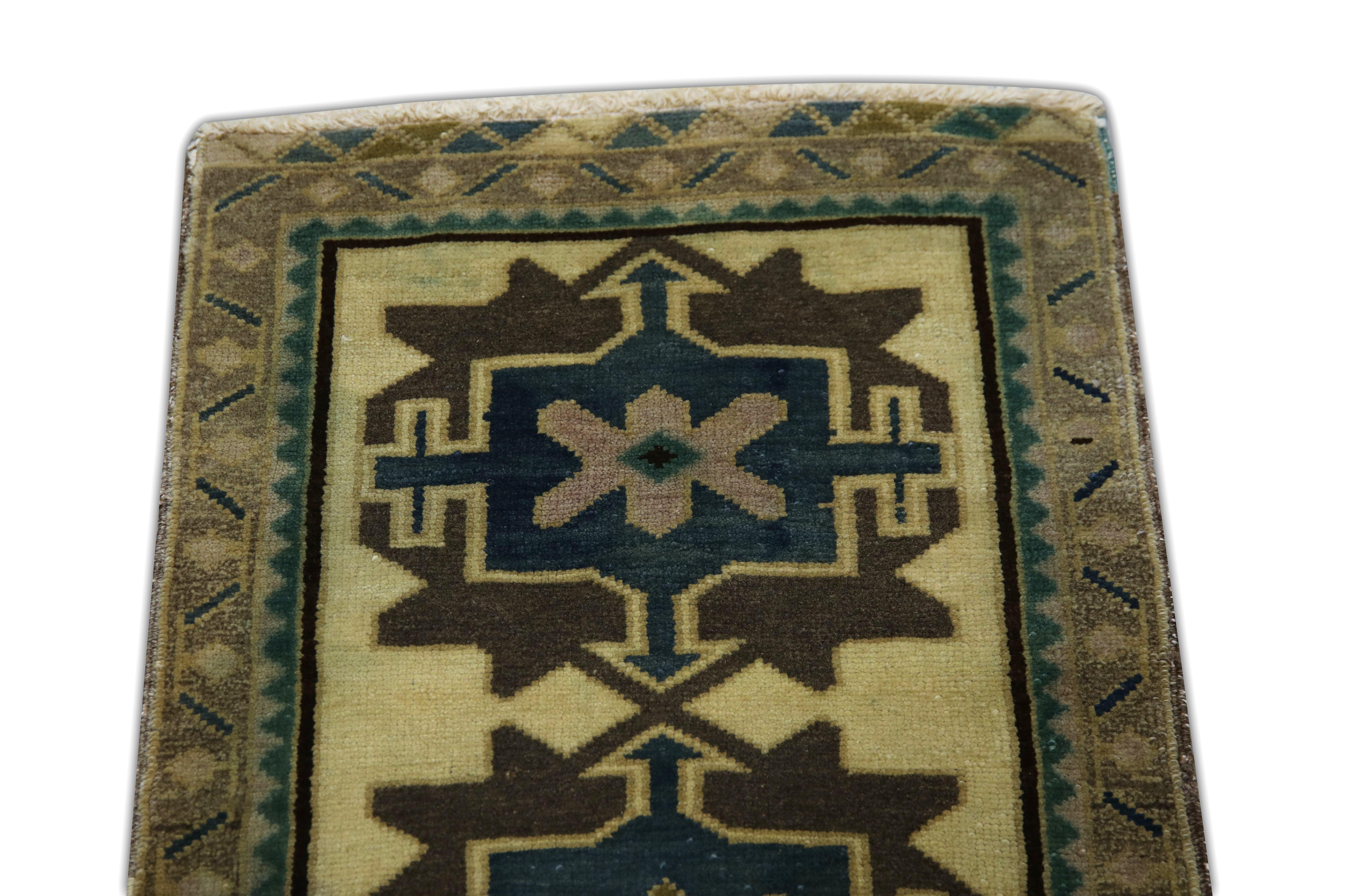 Hand-Knotted Oriental Hand Knotted Vintage Turkish Mini Rug 1'8