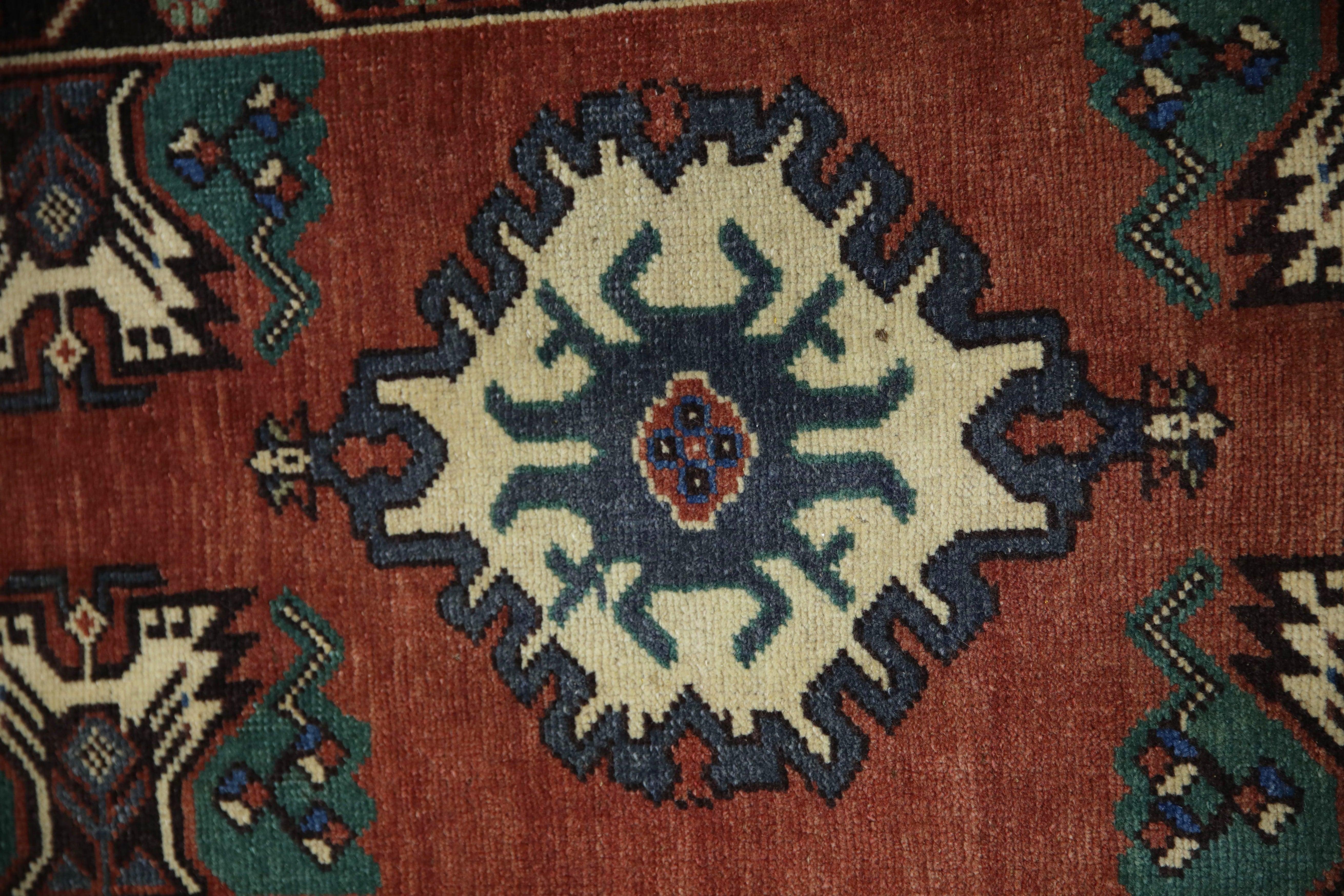 Oriental Hand Knotted Vintage Turkish Mini Rug 1'8