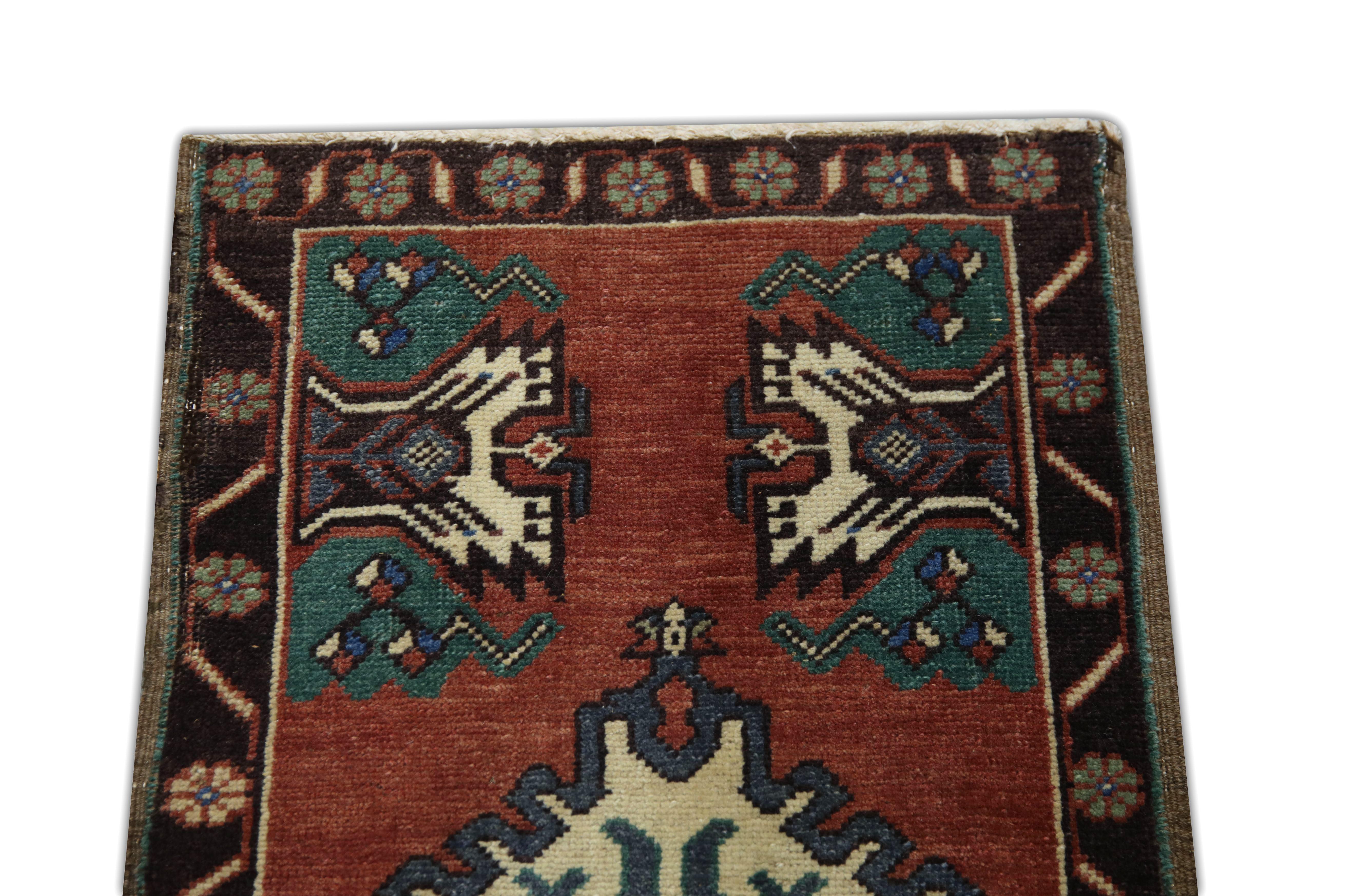 Hand-Knotted Oriental Hand Knotted Vintage Turkish Mini Rug 1'8