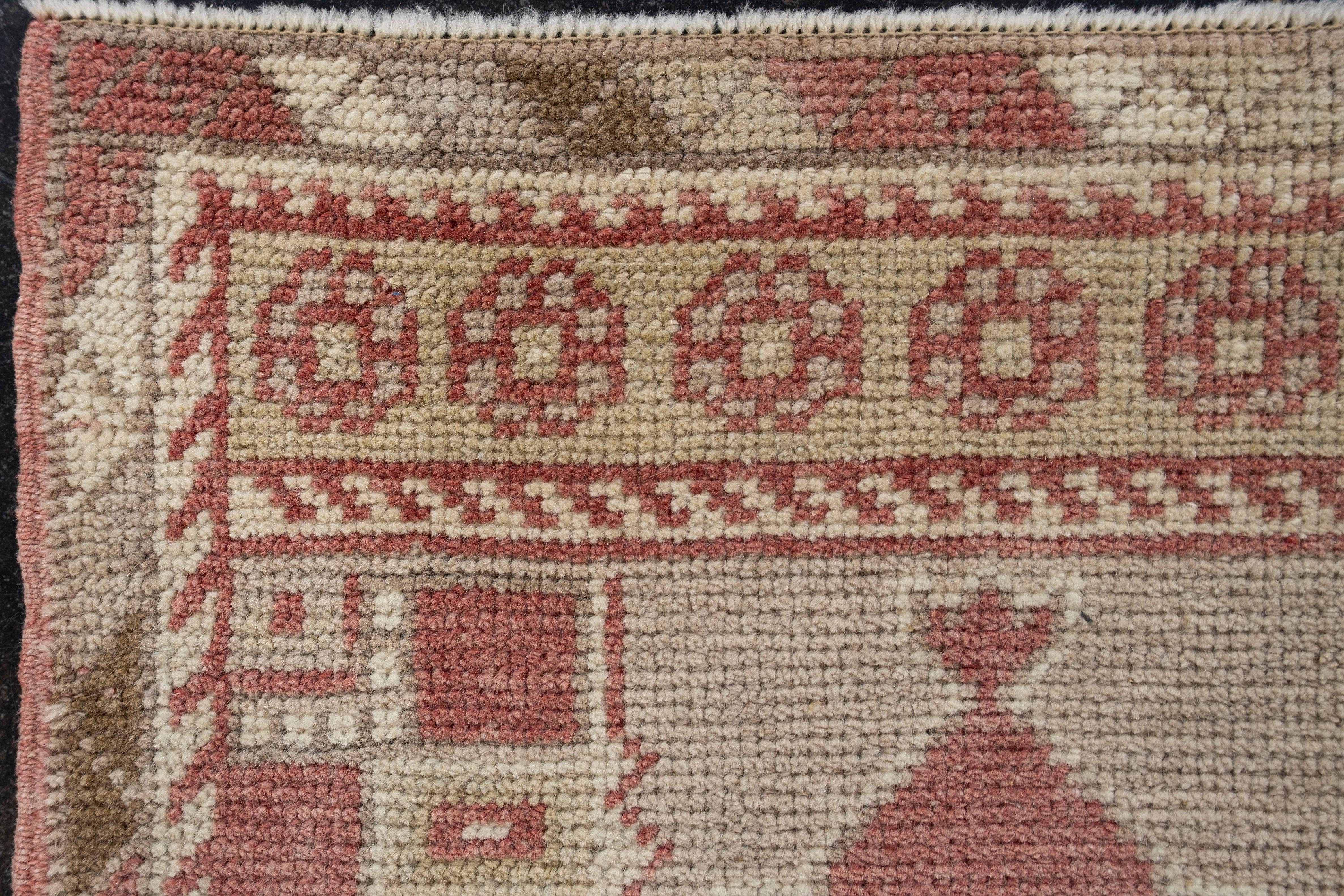 Annodato a mano Oriental Hand Knots Rugs Vintage Turkish Mini Rug 1'8
