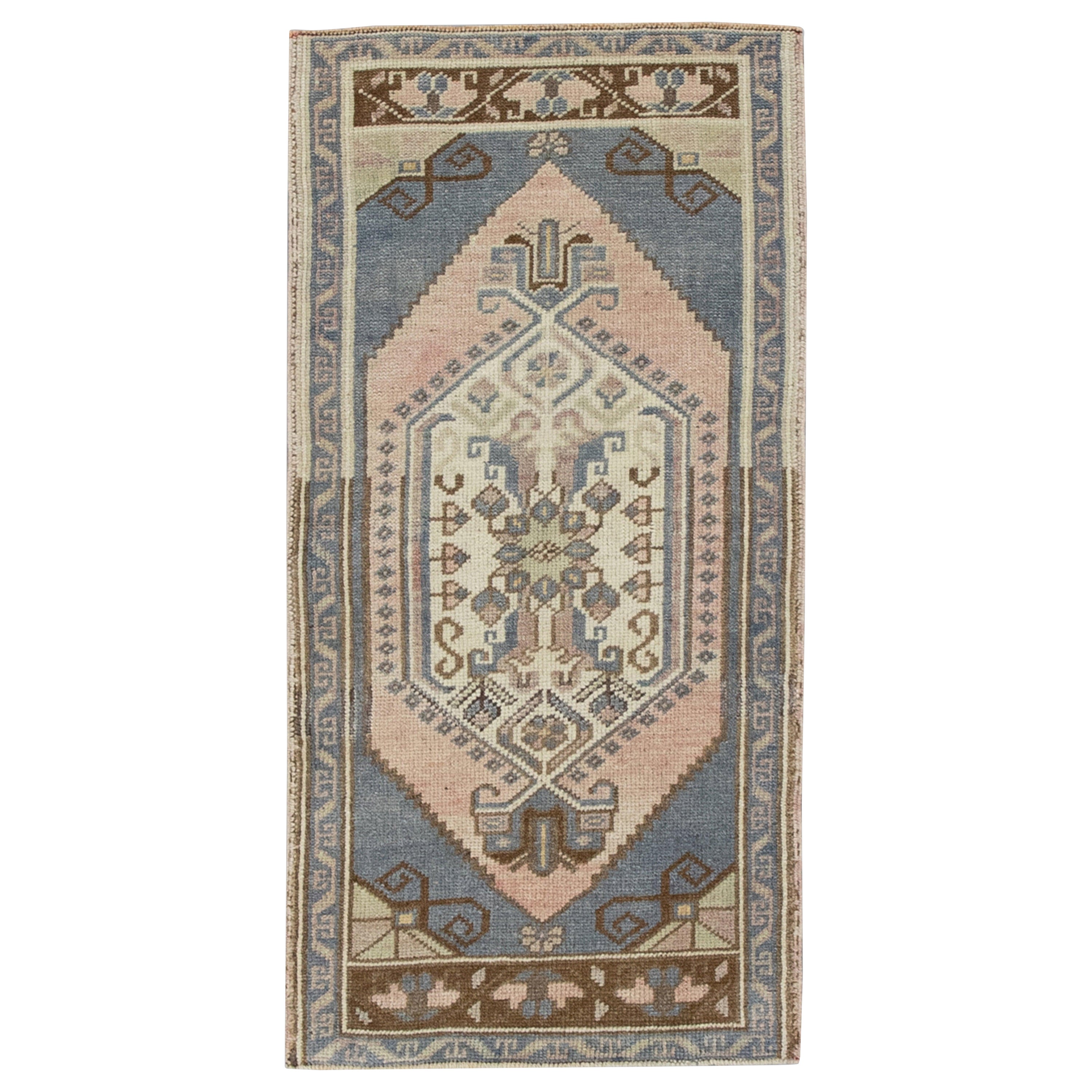 Orientalischer handgeknüpfter türkischer Vintage-Miniteppich 1'8" x 3'3" #8678
