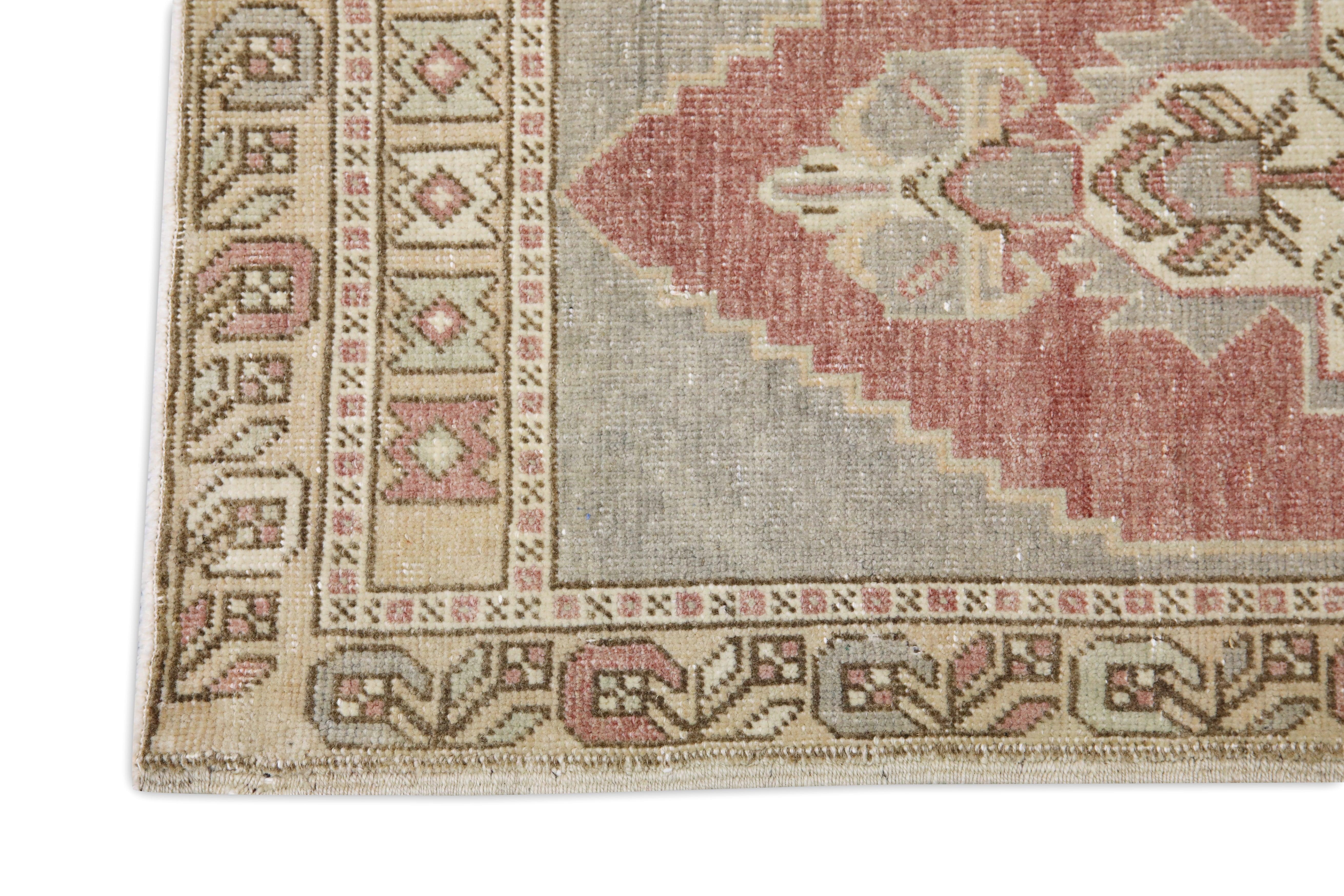 Hand-Knotted Oriental Hand Knotted Vintage Turkish Mini Rug 1'8