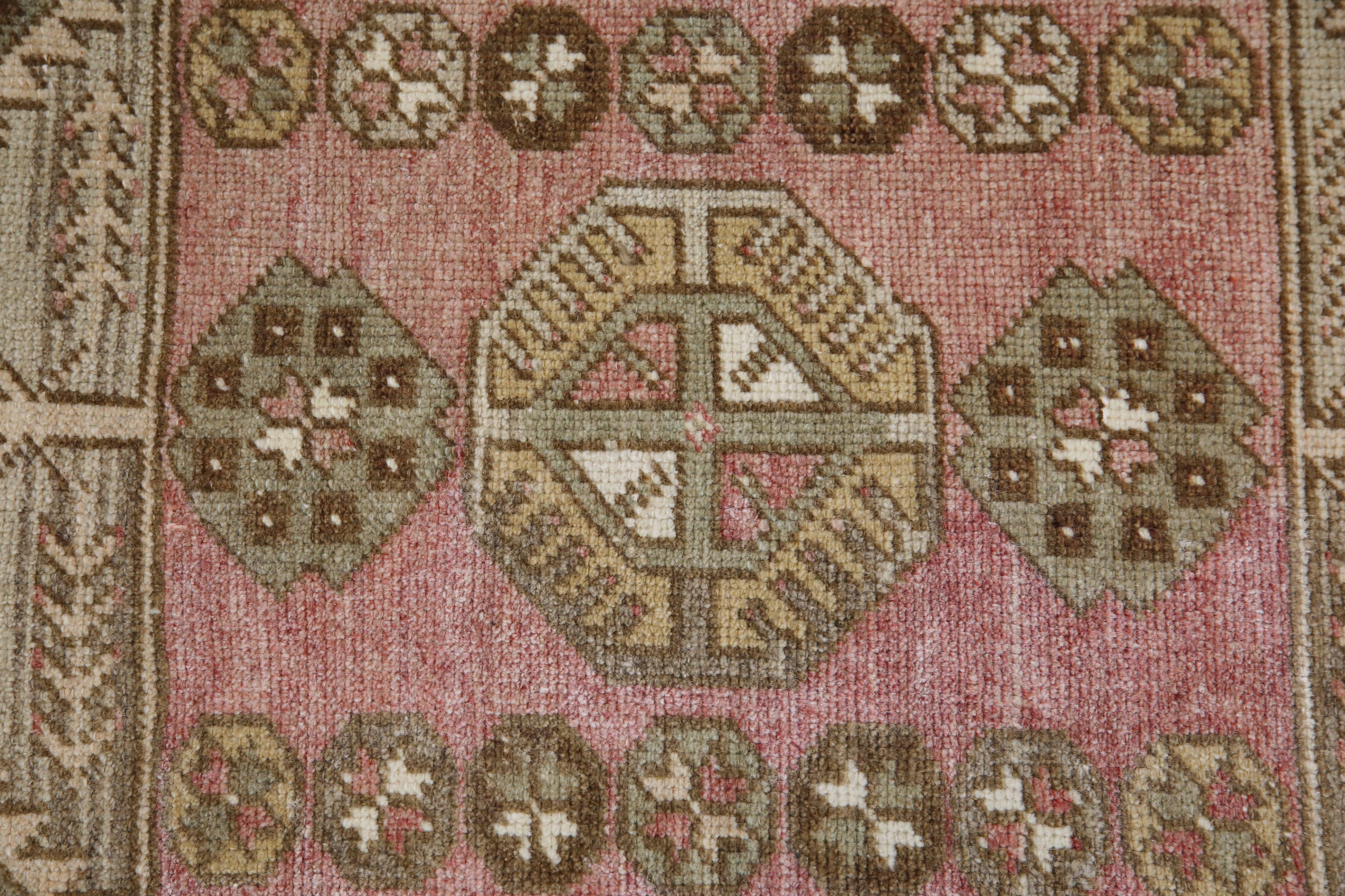 Oriental Hand Knotted Vintage Turkish Mini Rug 1'8
