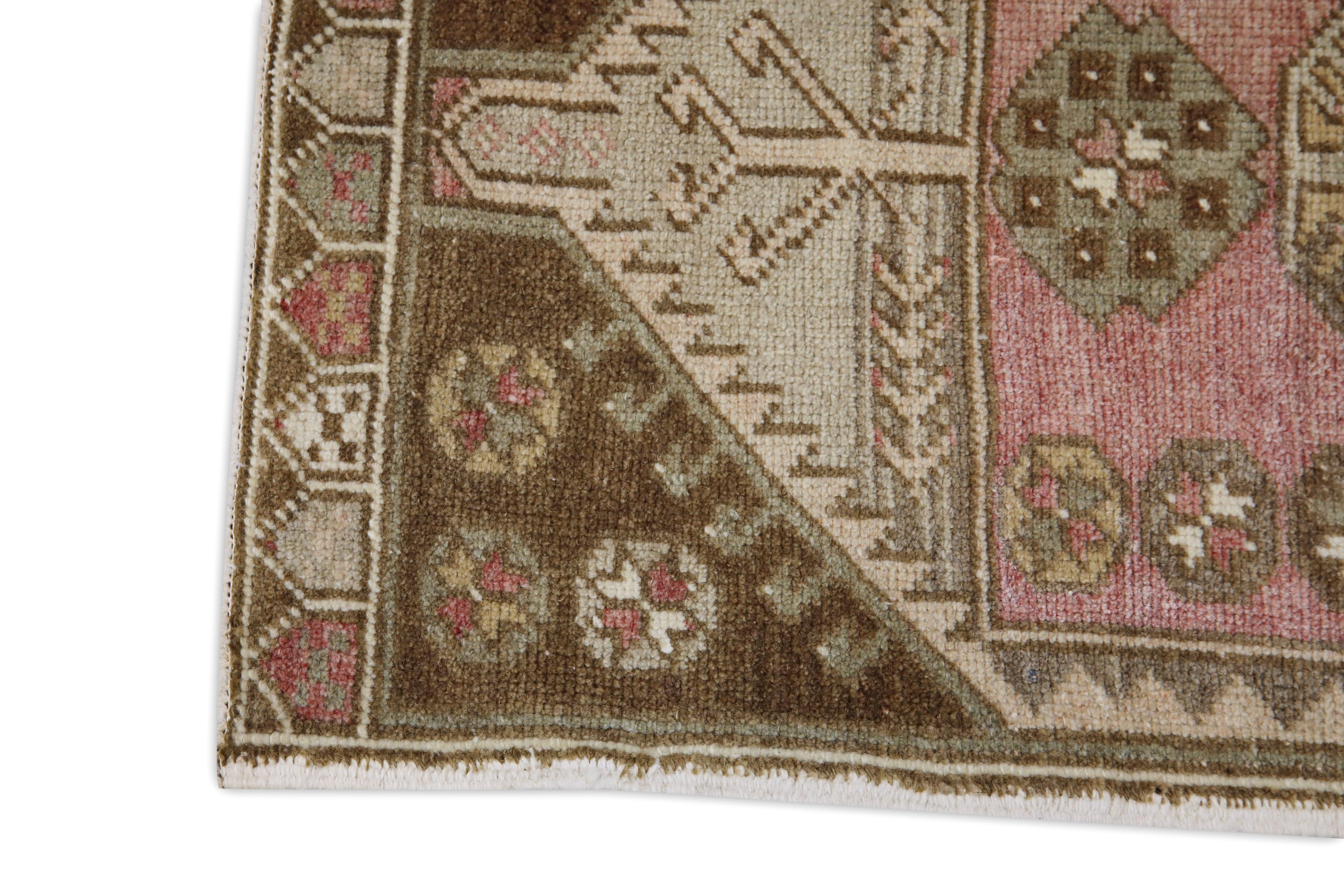 Mini Alfombra Turca Vintage Oriental Anudada a Mano 1'8