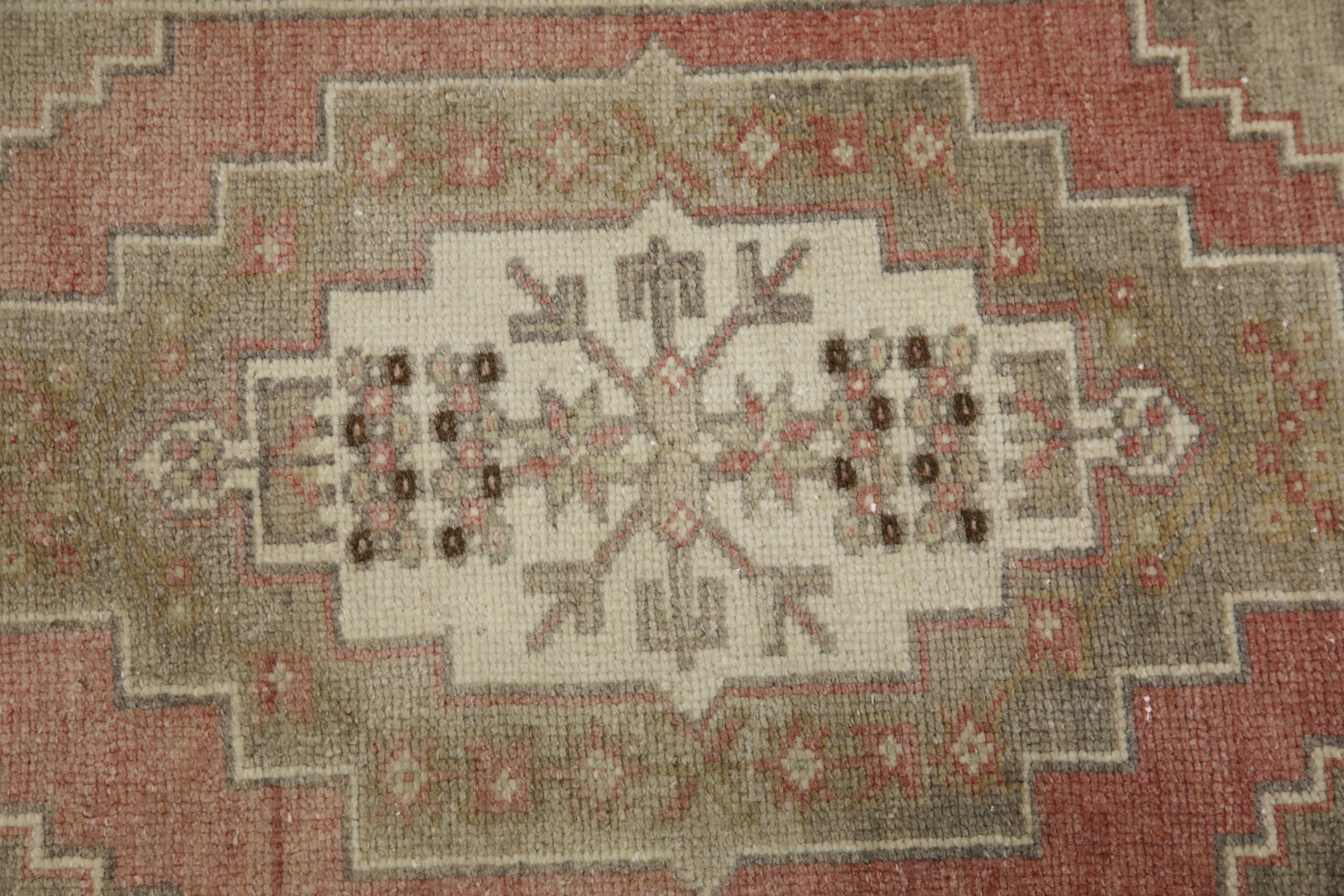 Oriental Hand Knotted Vintage Turkish Mini Rug 1'8