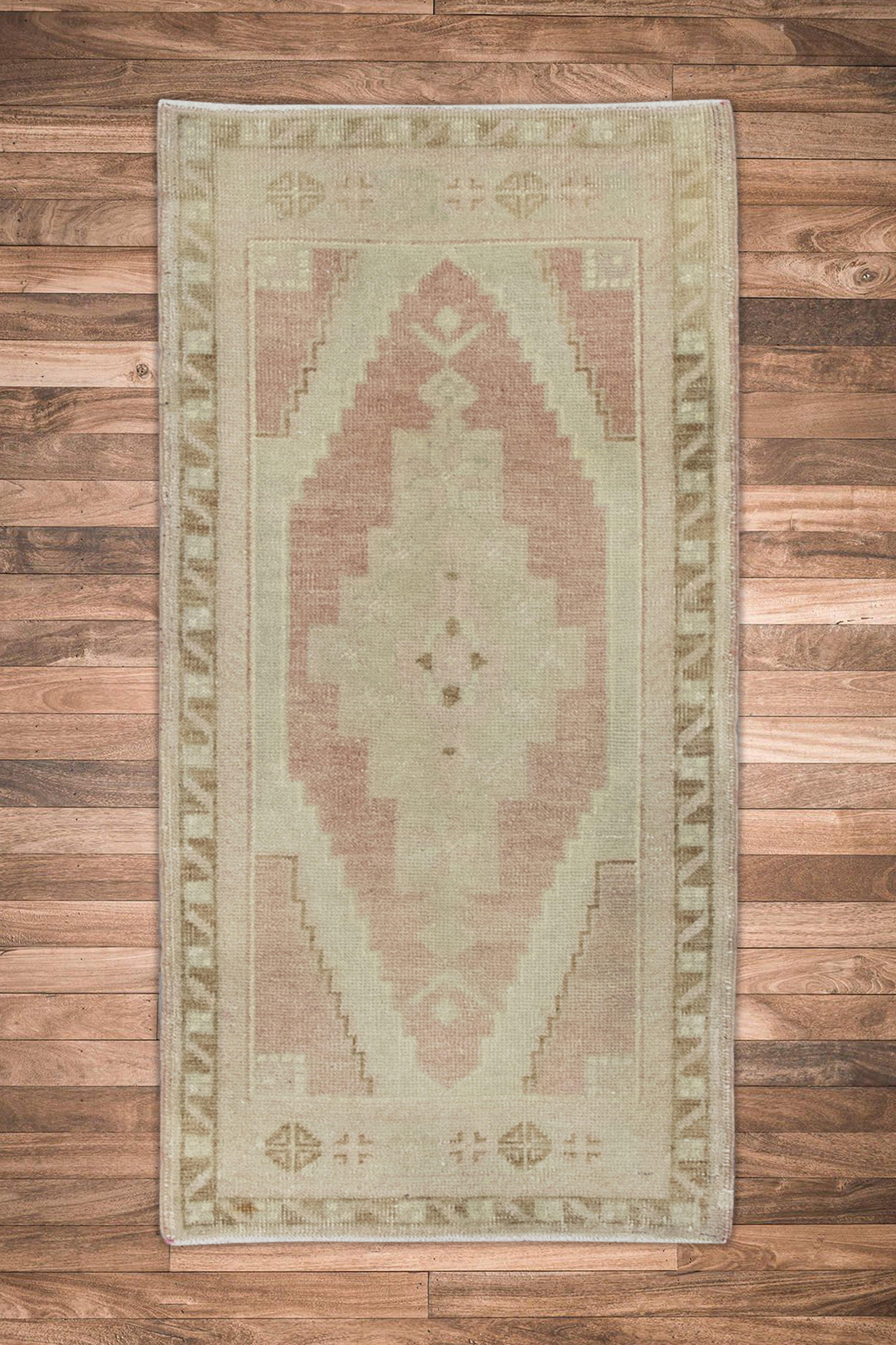 Oriental Hand Knotted Vintage Turkish Mini Rug 1'8