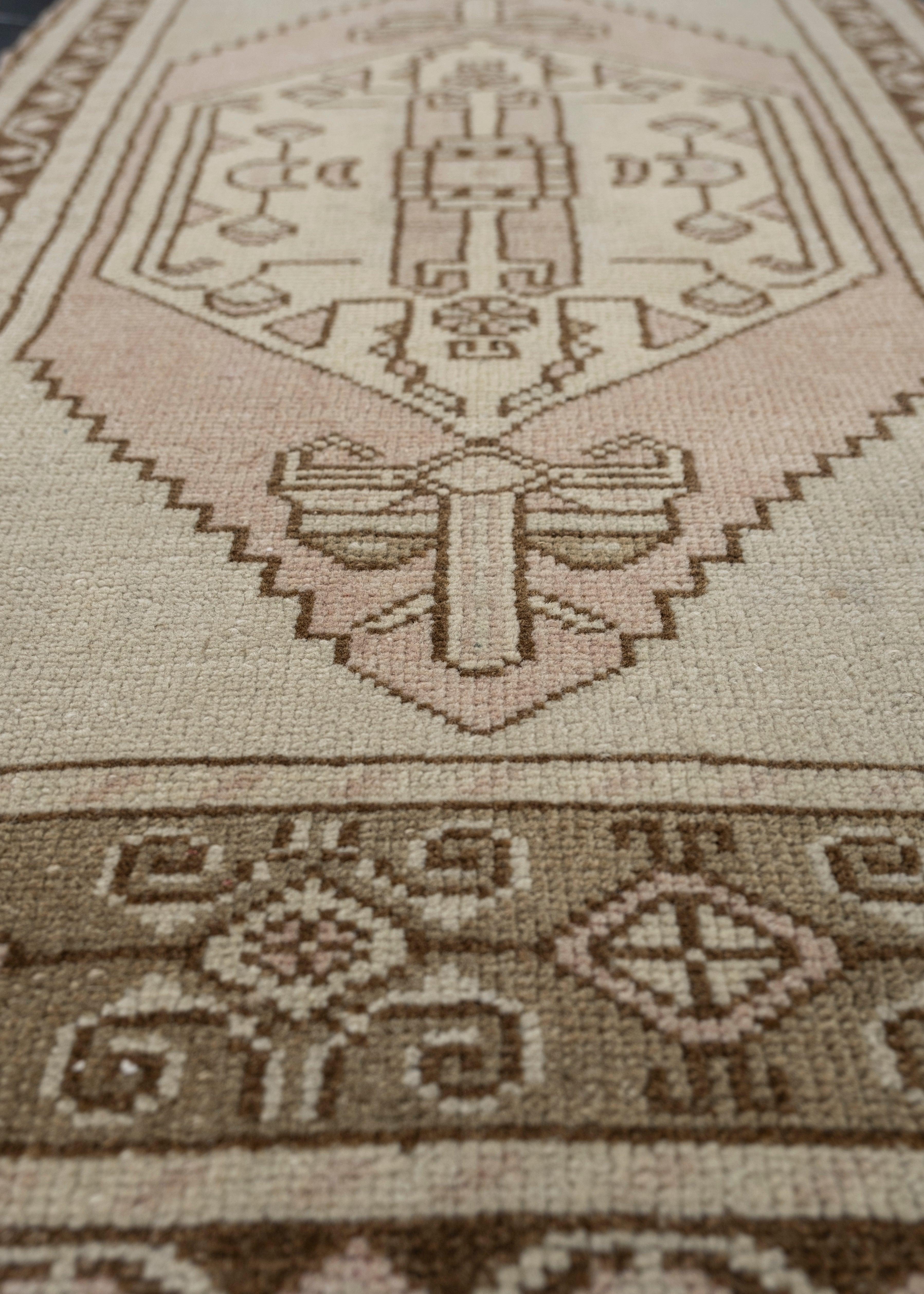 Hand-Knotted Oriental Hand Knotted Vintage Turkish Mini Rug 1'9
