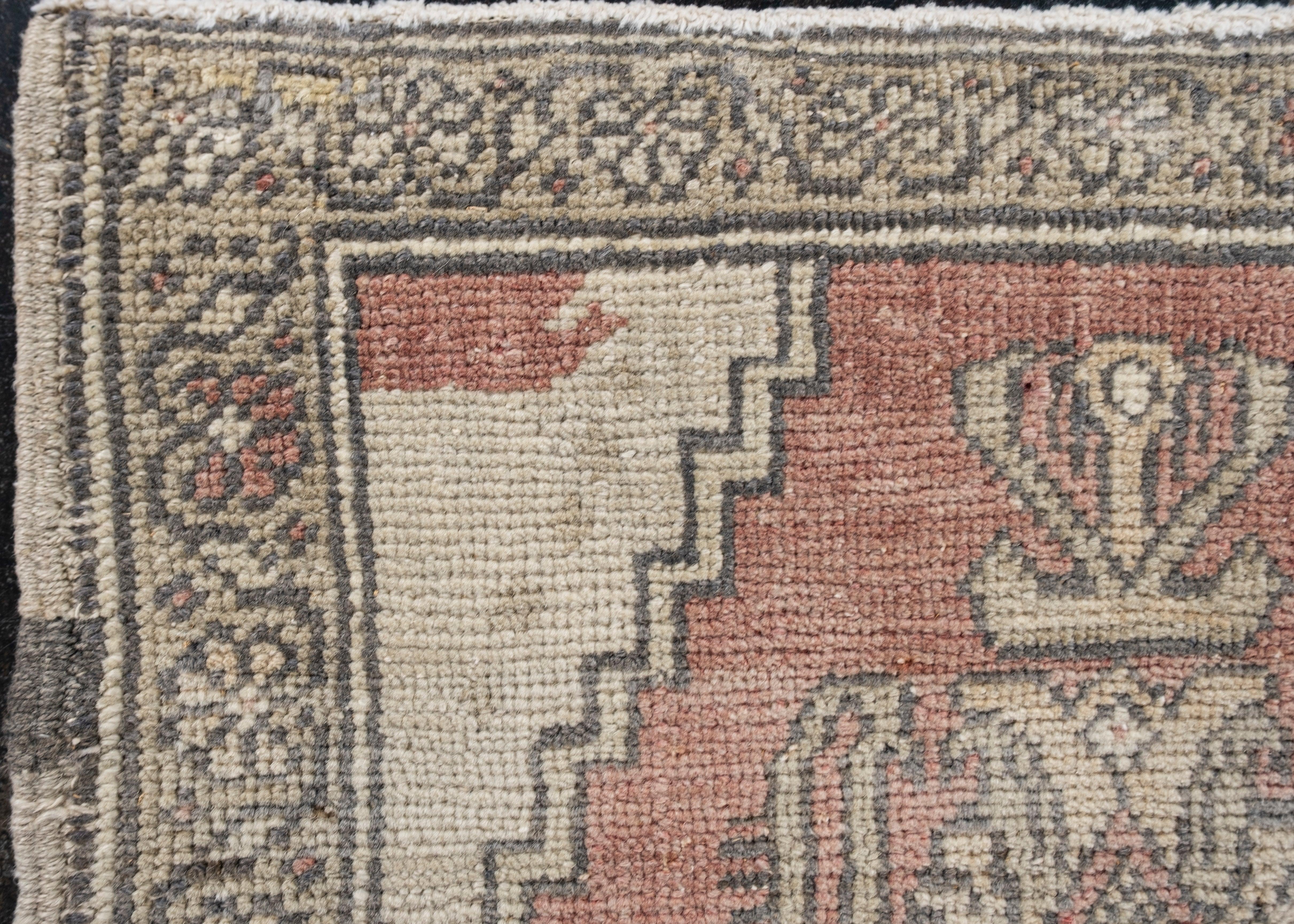Oriental Hand Knots Rugs Vintage Turkish Mini Rug 1'9