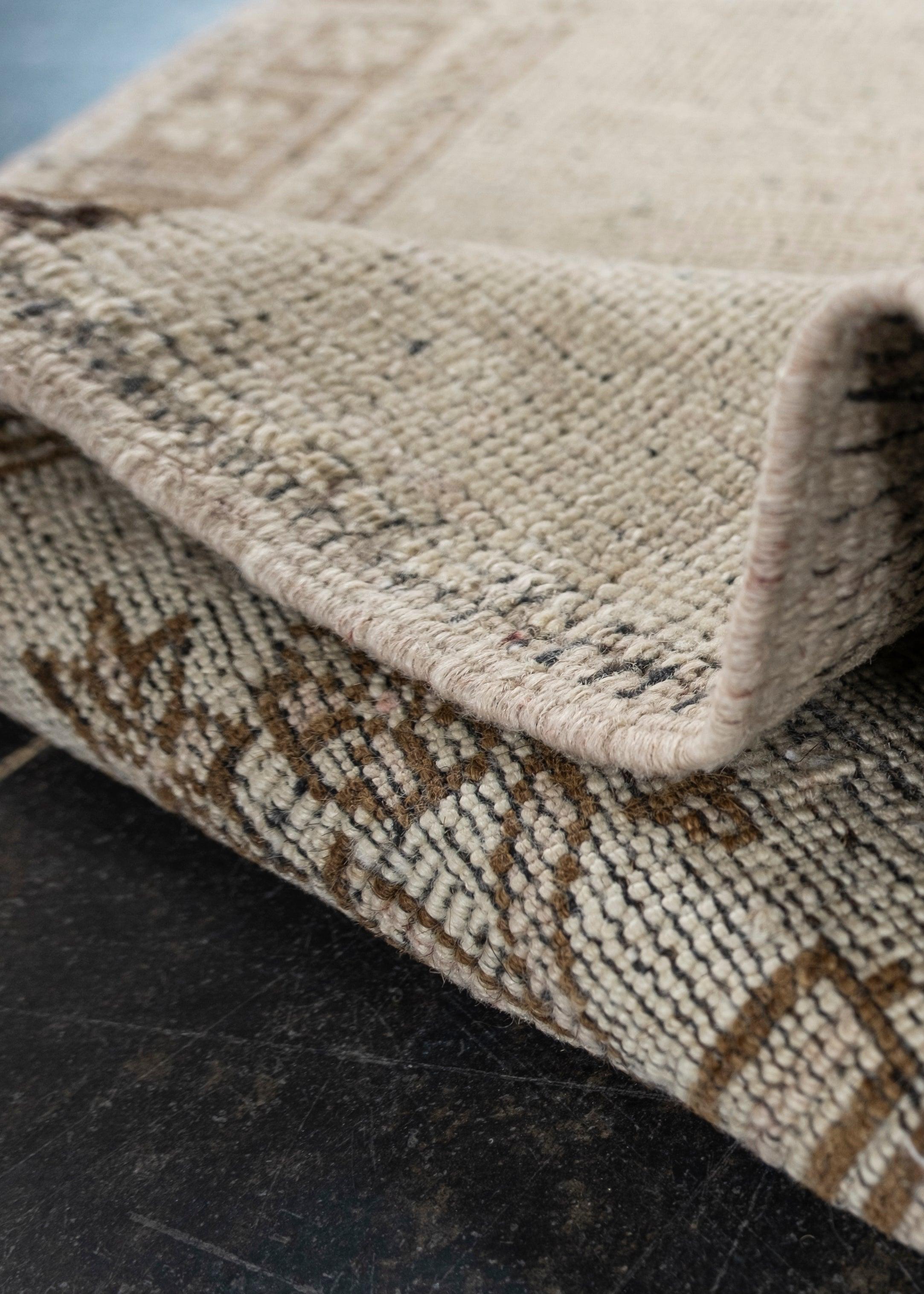 Contemporary Oriental Hand Knotted Vintage Turkish Mini Rug 1'9