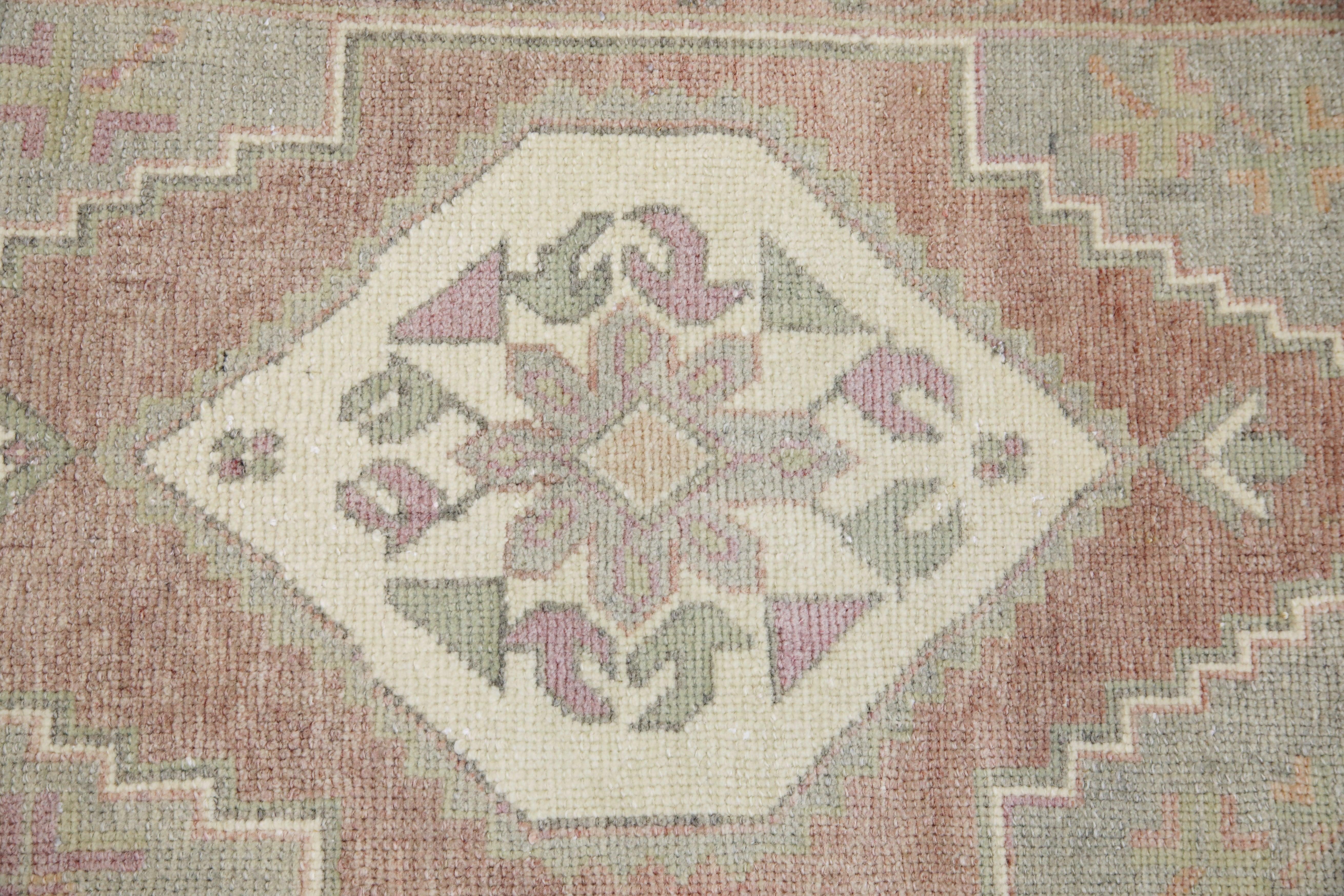 Oriental Hand Knotted Vintage Turkish Mini Rug 1'9