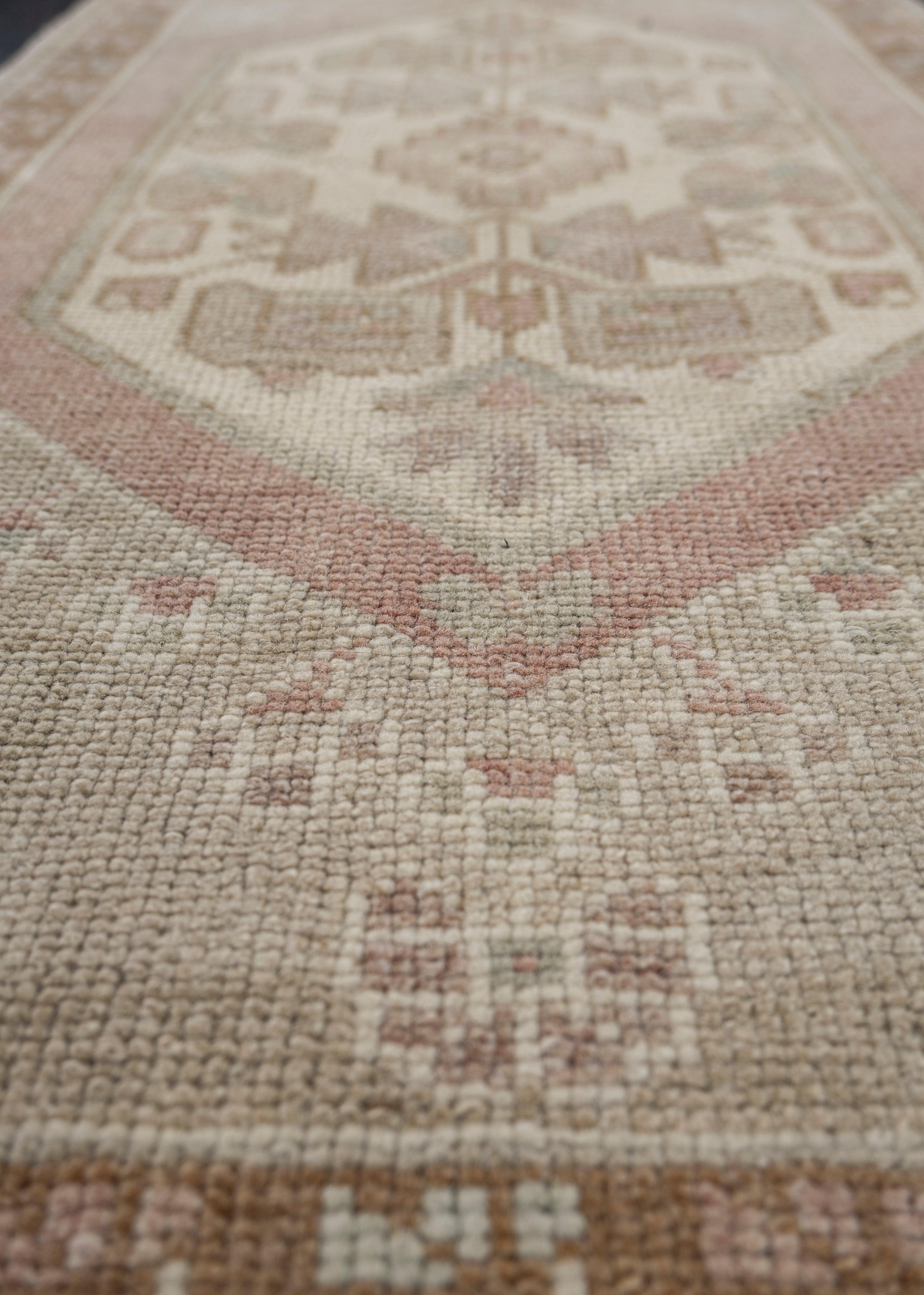 Hand-Knotted Oriental Hand Knotted Vintage Turkish Mini Rug 1'9