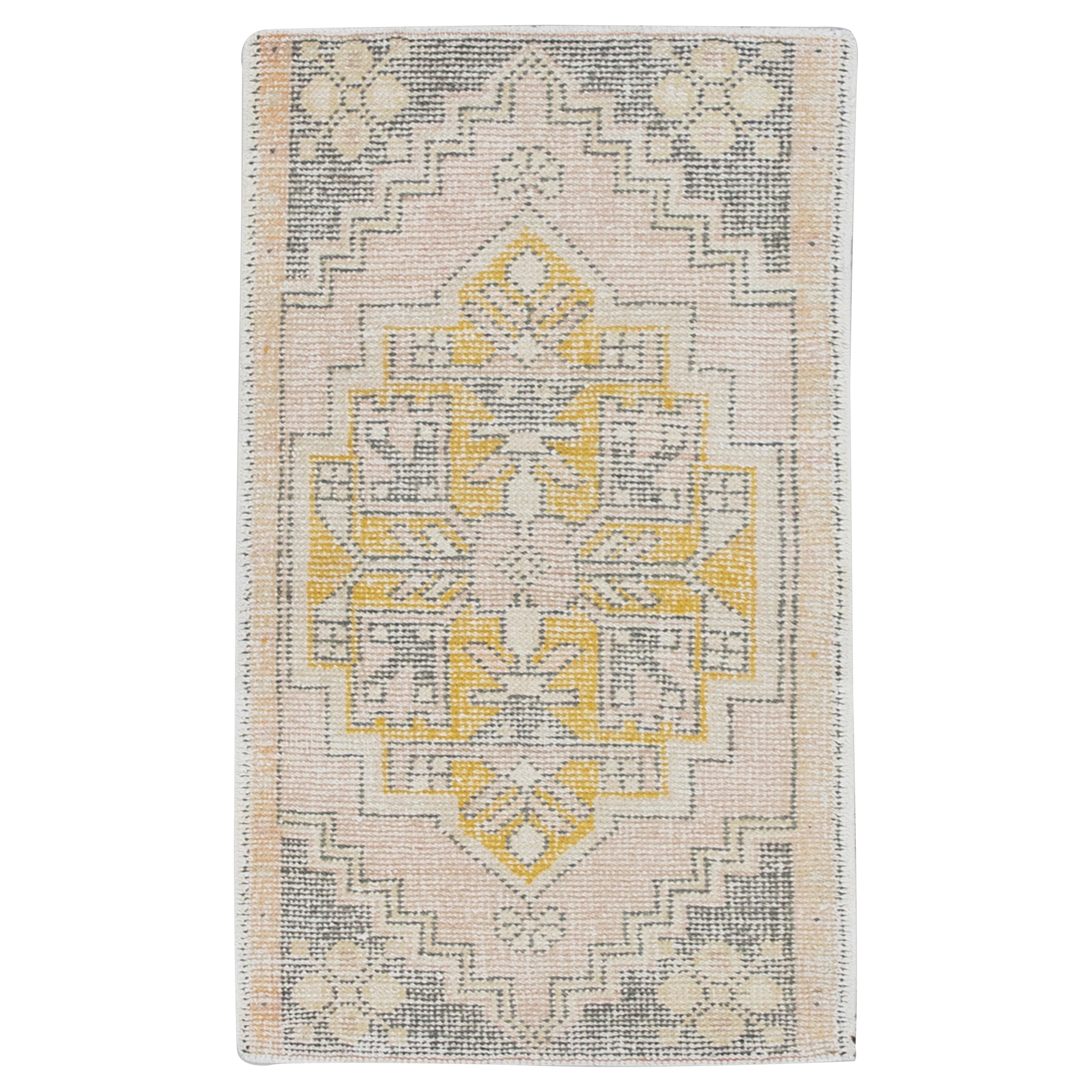Mini Alfombra Turca Vintage Oriental Anudada a Mano 1'9" x 3'1" #8287