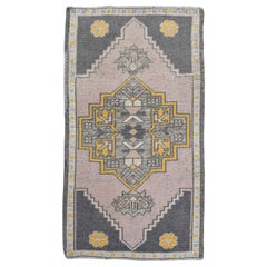 Mini Alfombra Turca Vintage Oriental Anudada a Mano 1'9" x 3'2" #10700