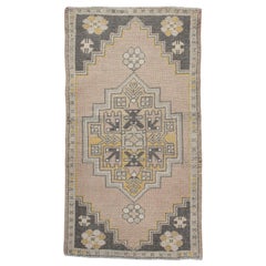 Mini Alfombra Turca Vintage Oriental Anudada a Mano 1'9" x 3'3" #10583