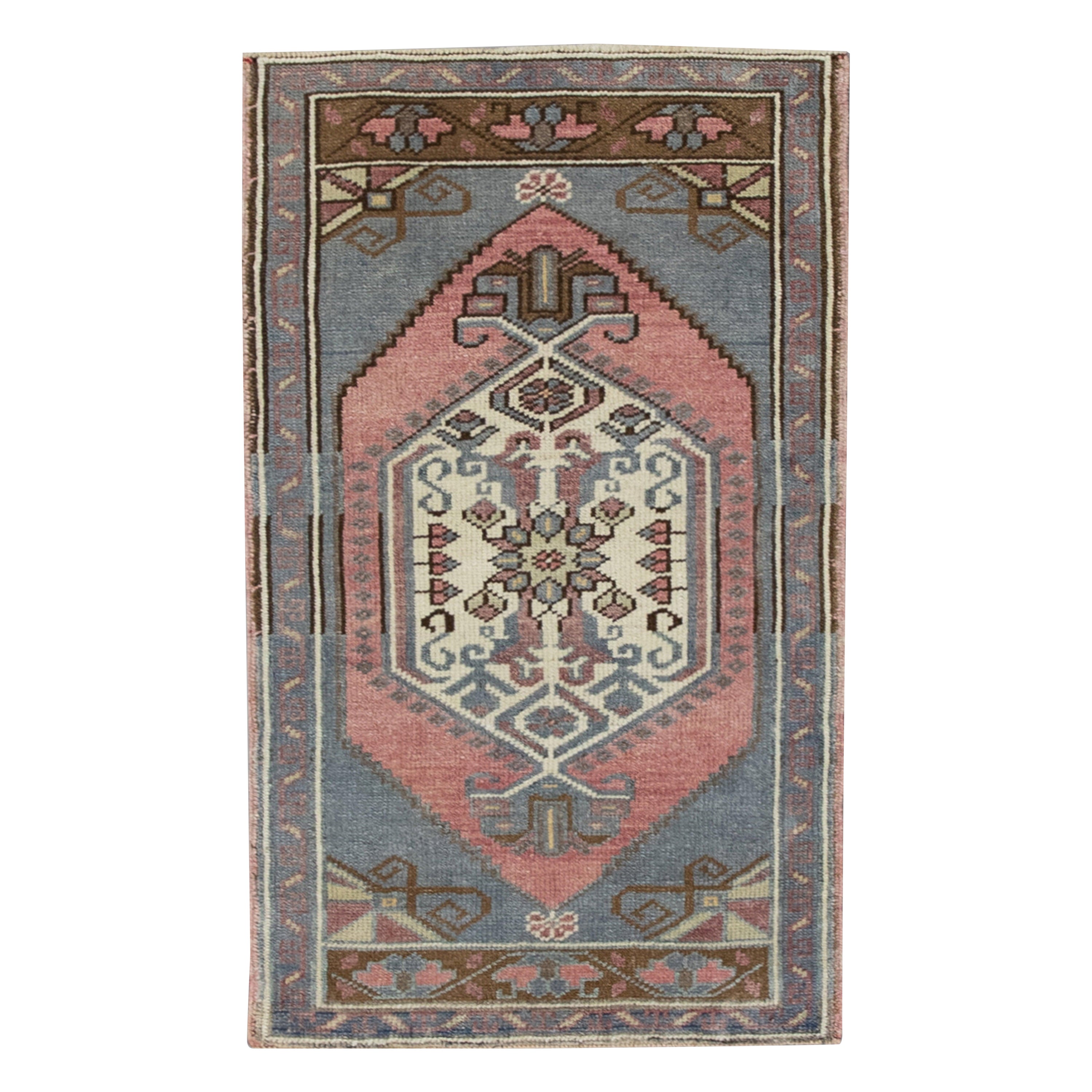 Orientalischer handgeknüpfter türkischer Vintage-Miniteppich 1'9" x 3'3" #9041