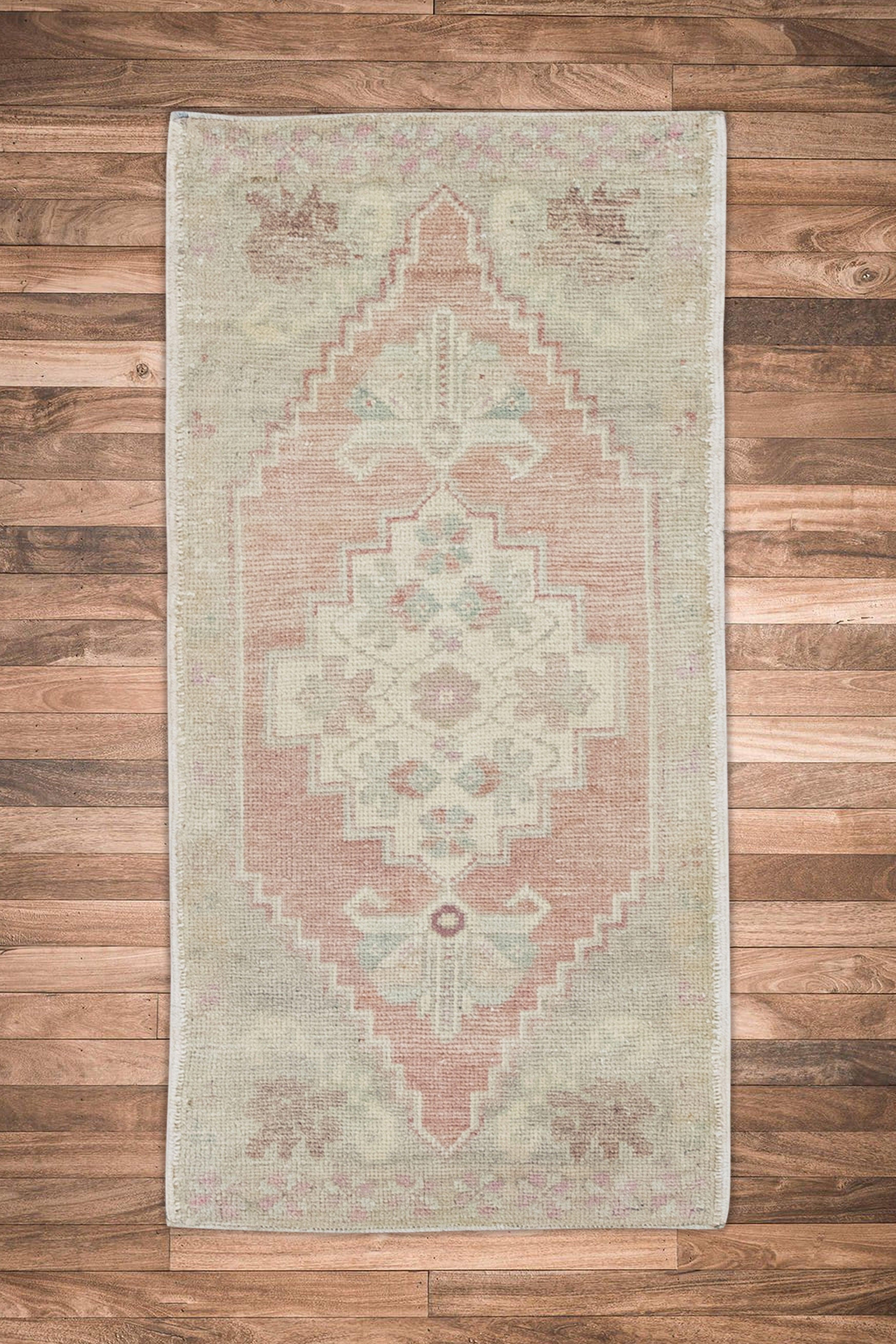 Oriental Hand Knotted Vintage Turkish Mini Rug 1'9