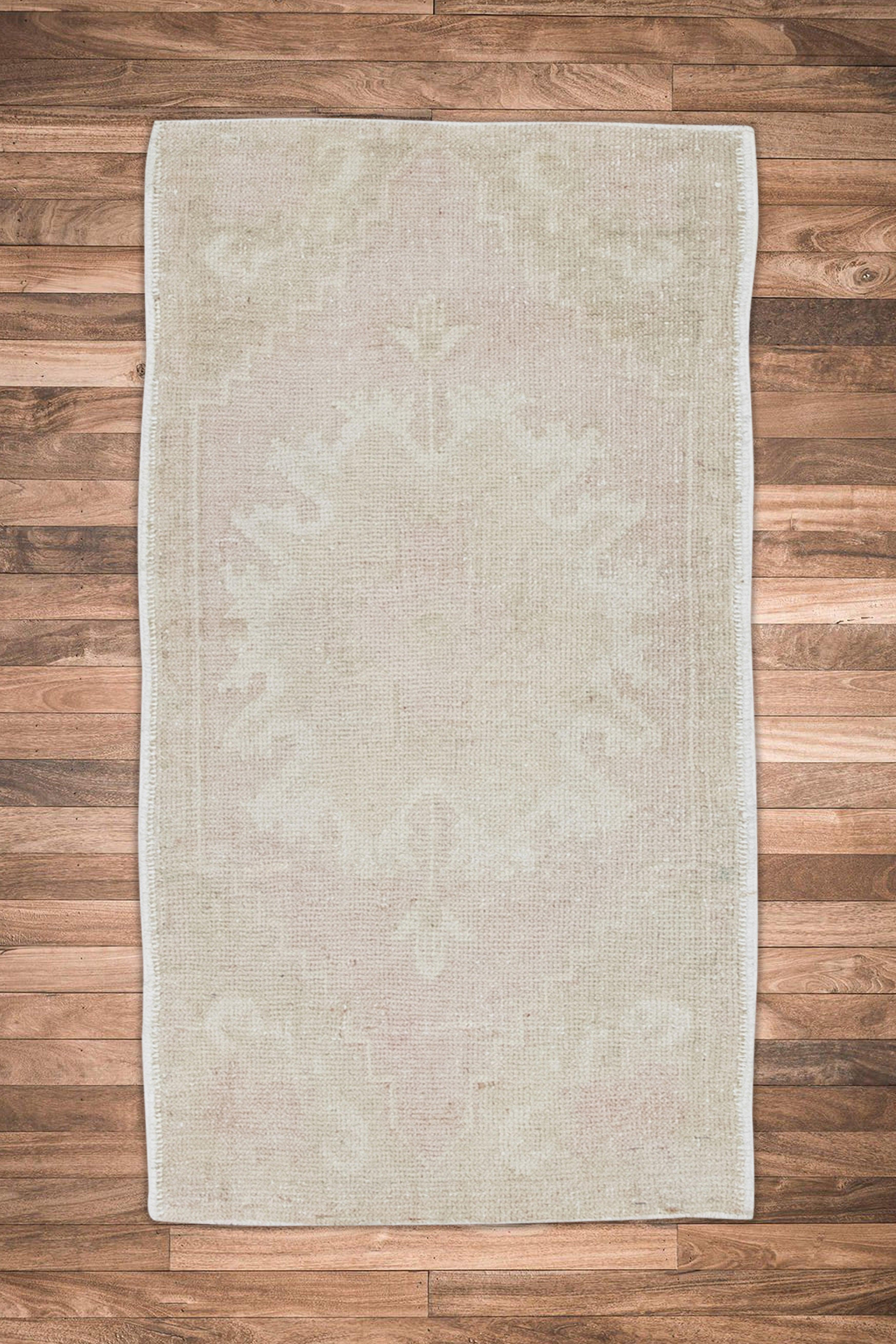 Oriental Hand Knotted Vintage Turkish Mini Rug 1'9