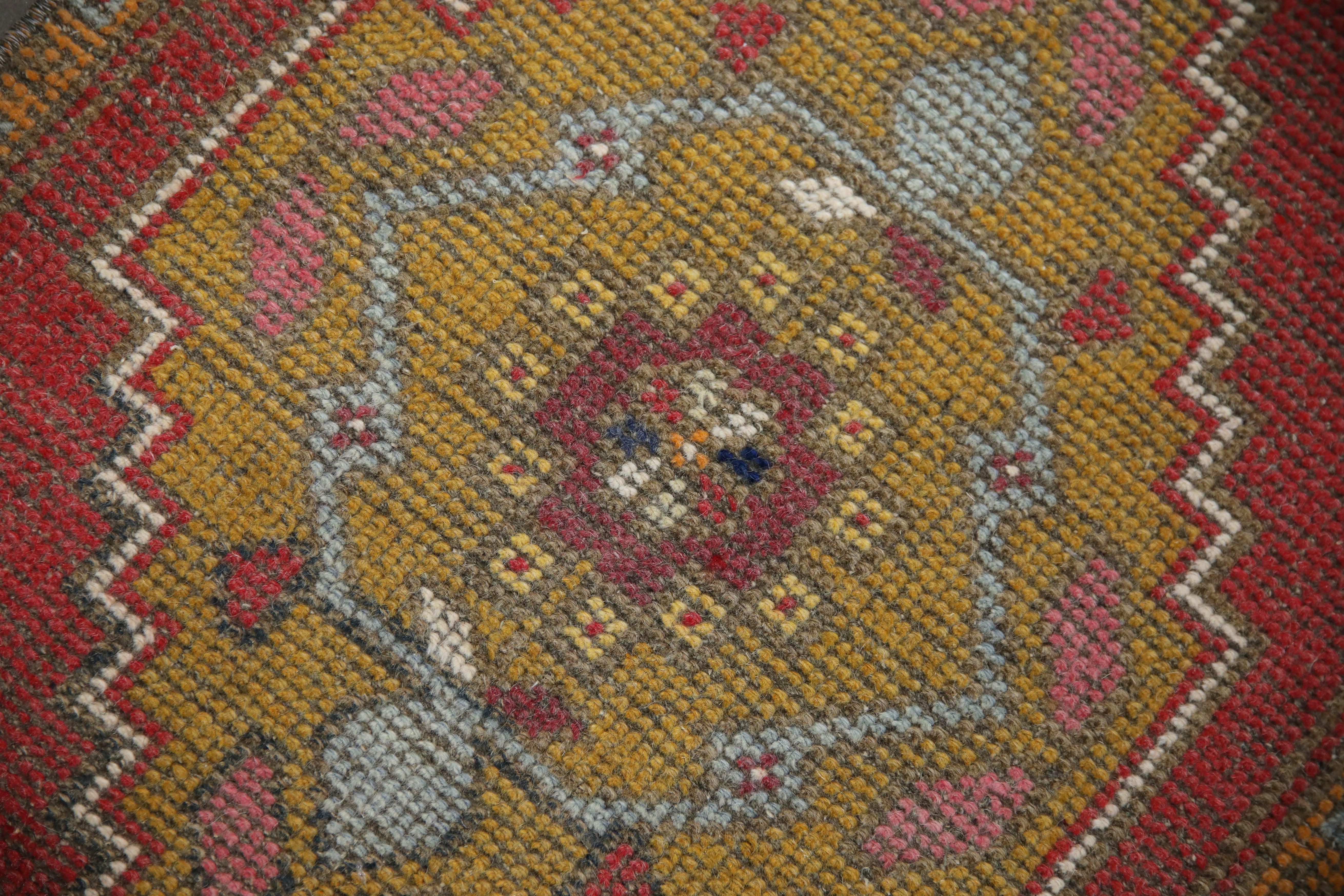 Oriental Hand Knotted Vintage Turkish Mini Rug 1'9