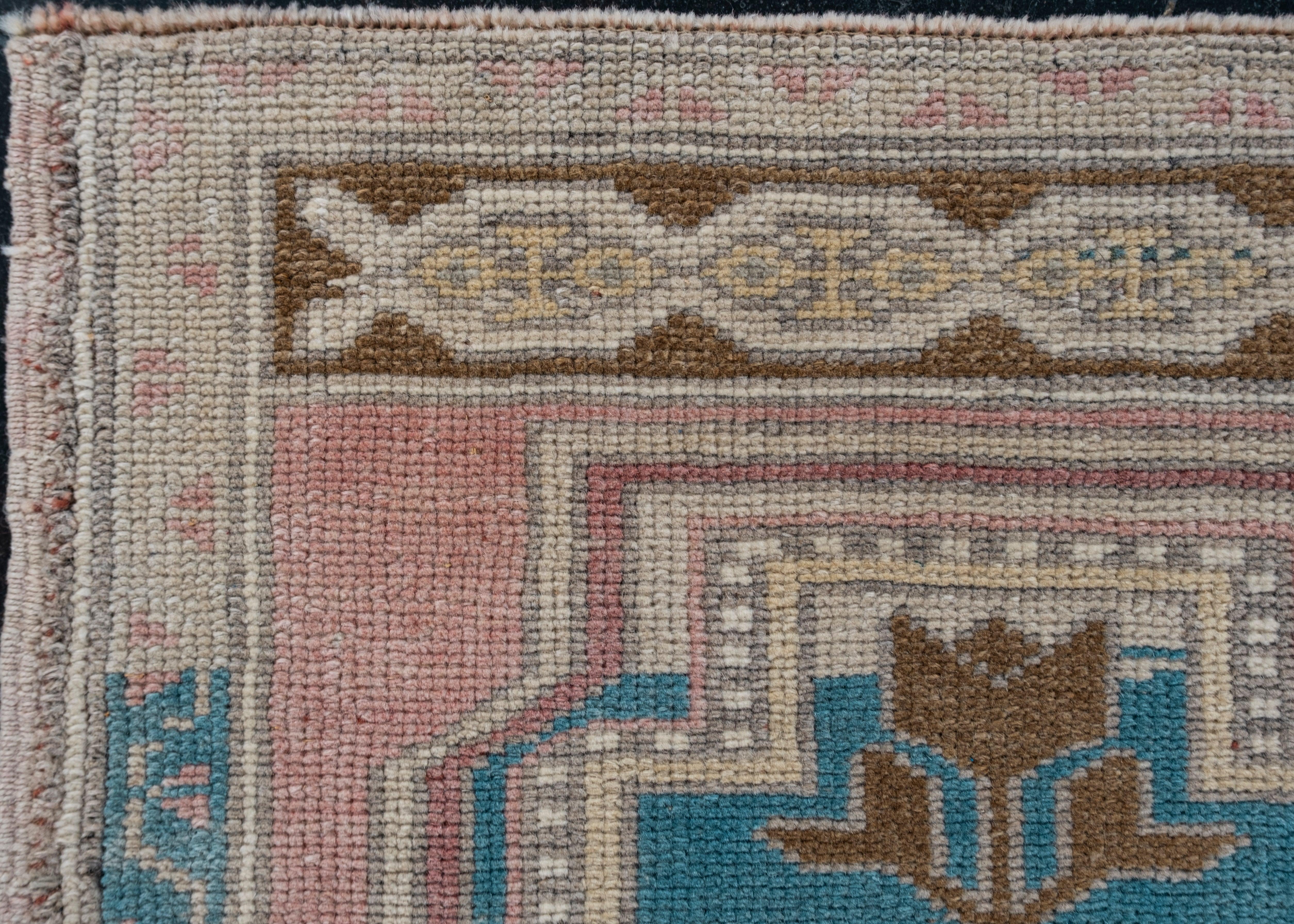 Annodato a mano Oriental Hand Knots Rugs Vintage Turkish Mini Rug 1'9
