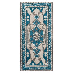 Mini tapis turc vintage noué à la main 1'9" x 3'8" n°10165