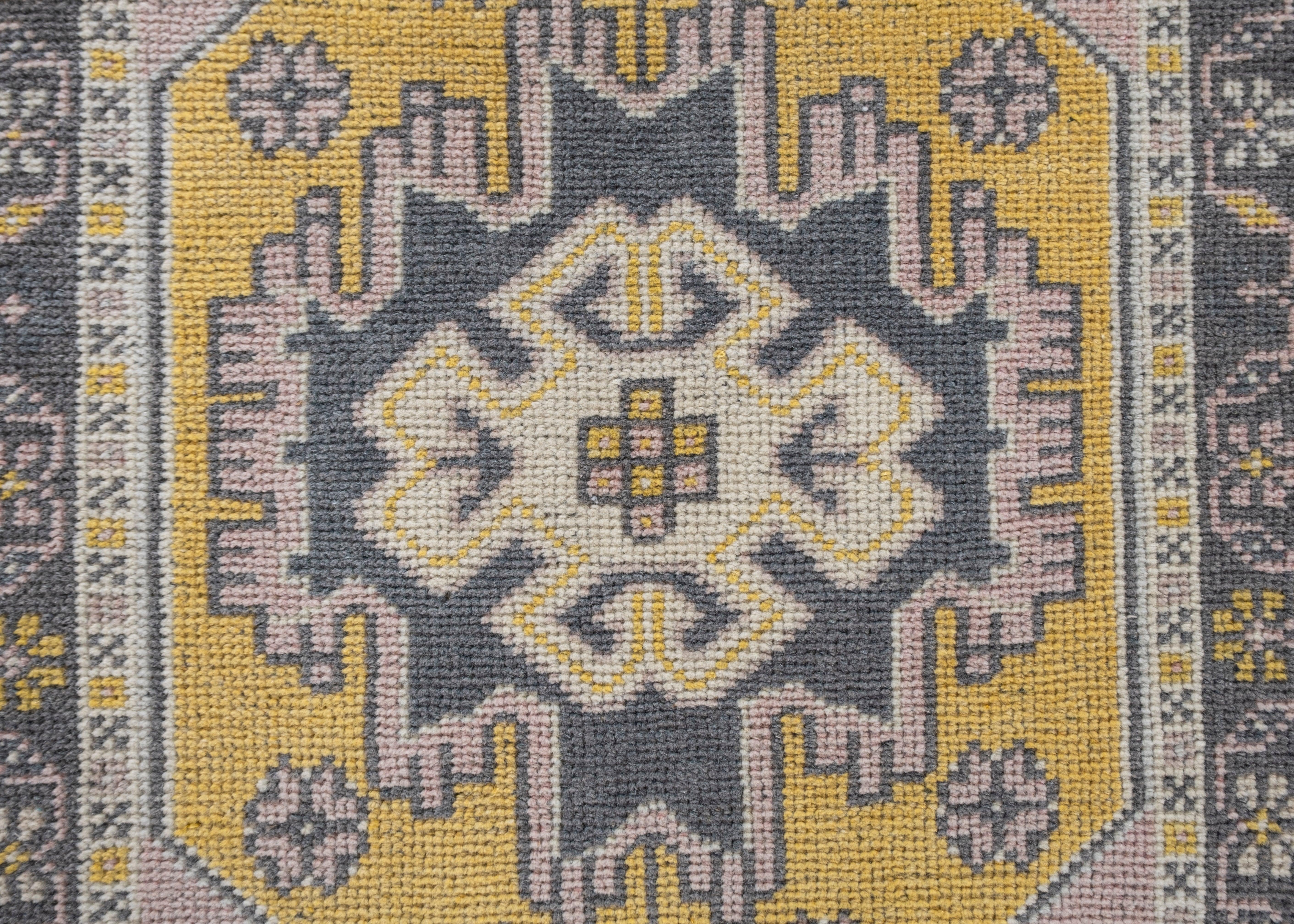 Alfombra Oushak Oriental Anudada a Mano Turca Oushak 3' x 10'10