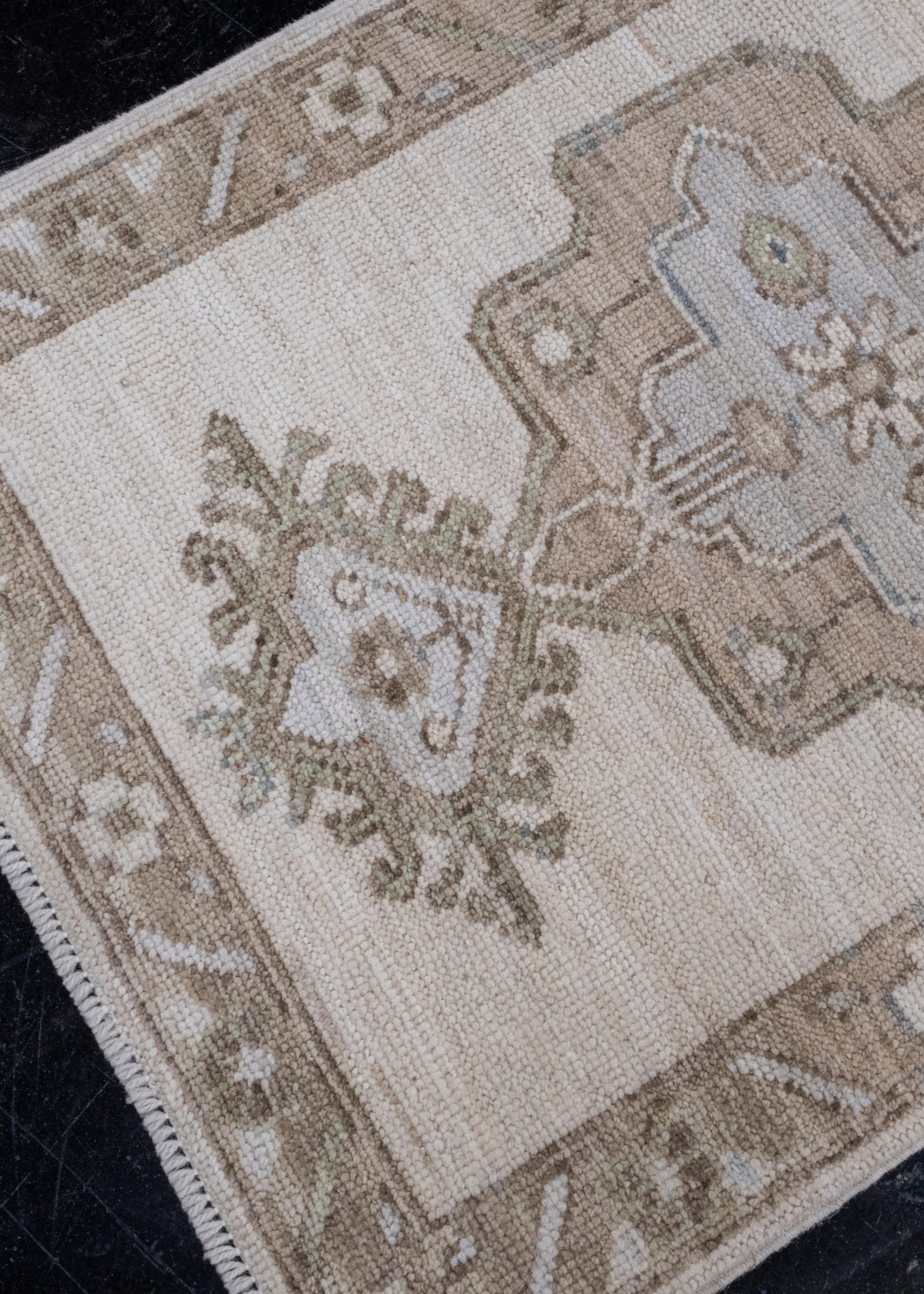 Orientalischer handgefertigter Oushak-Teppich 2' x 3'2