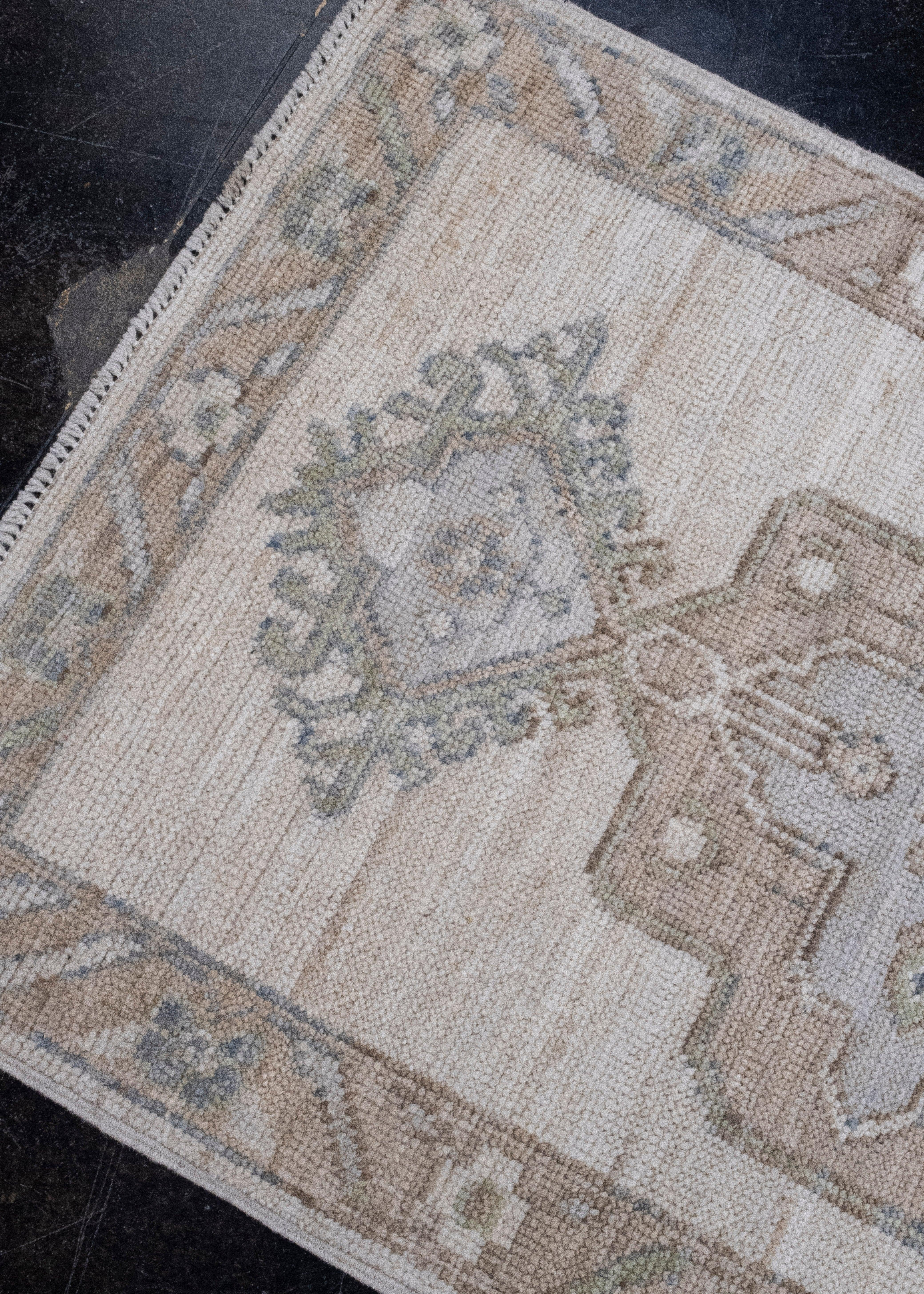 Orientalischer handgefertigter Oushak-Teppich 2' x 3'2