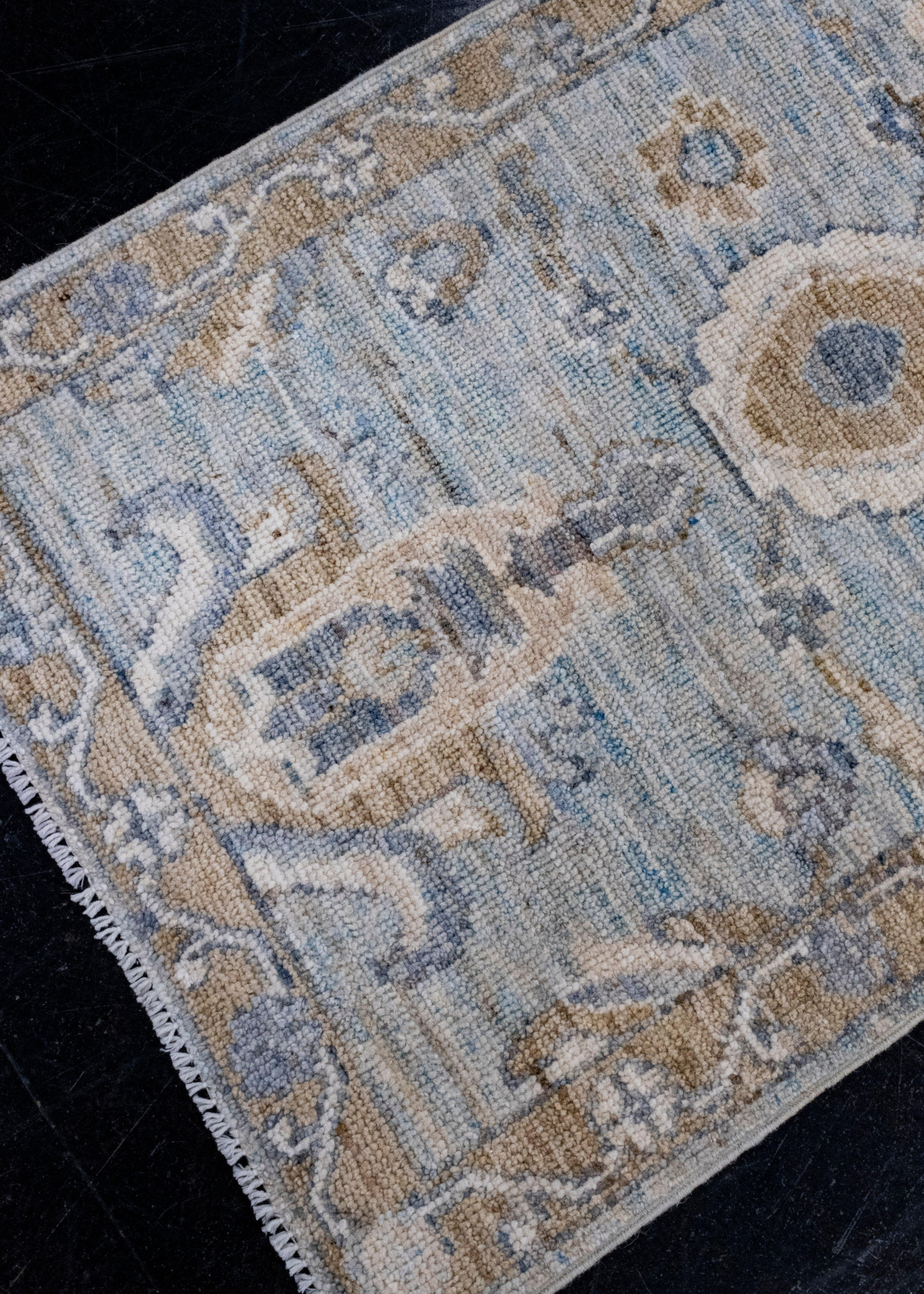 Orientalischer handgefertigter Oushak-Teppich 2' x 3'4