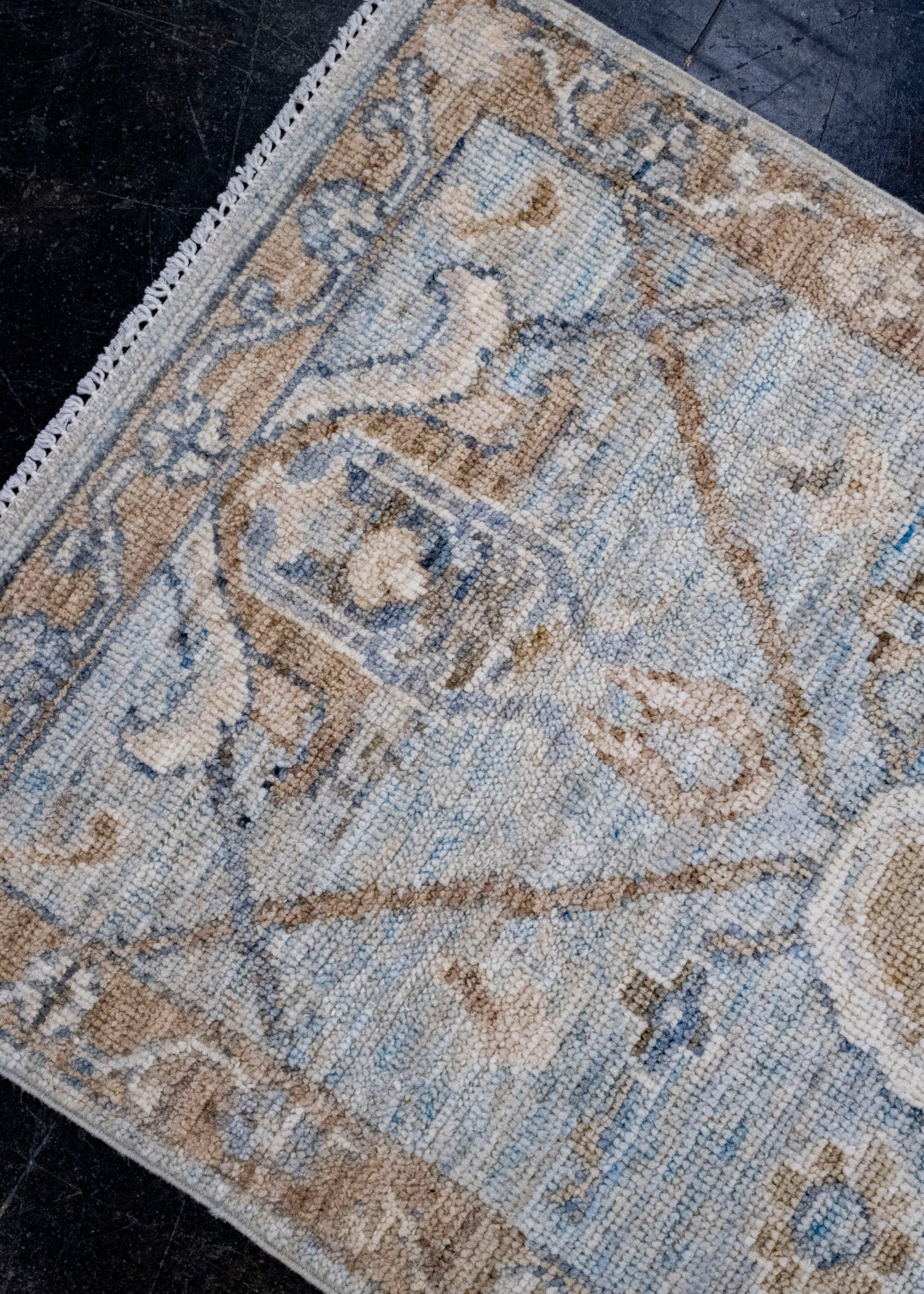Orientalischer handgefertigter Oushak-Teppich 2' x 3'4