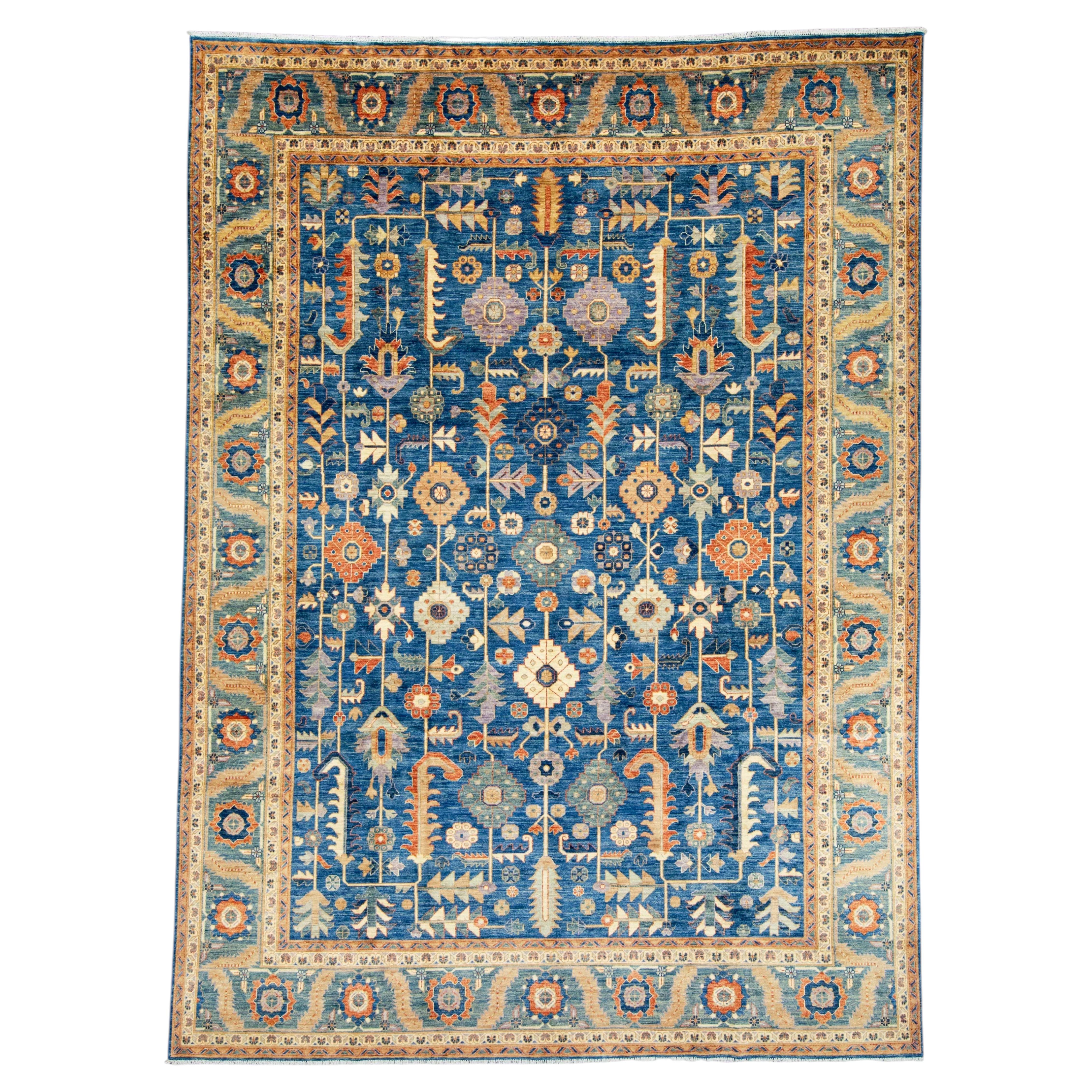 Oriental Handmade Rug 8'9" x 12'1" #17782 For Sale