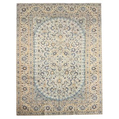 Orientalischer Teppich, handgefertigter Teppich aus Wolle in Beige