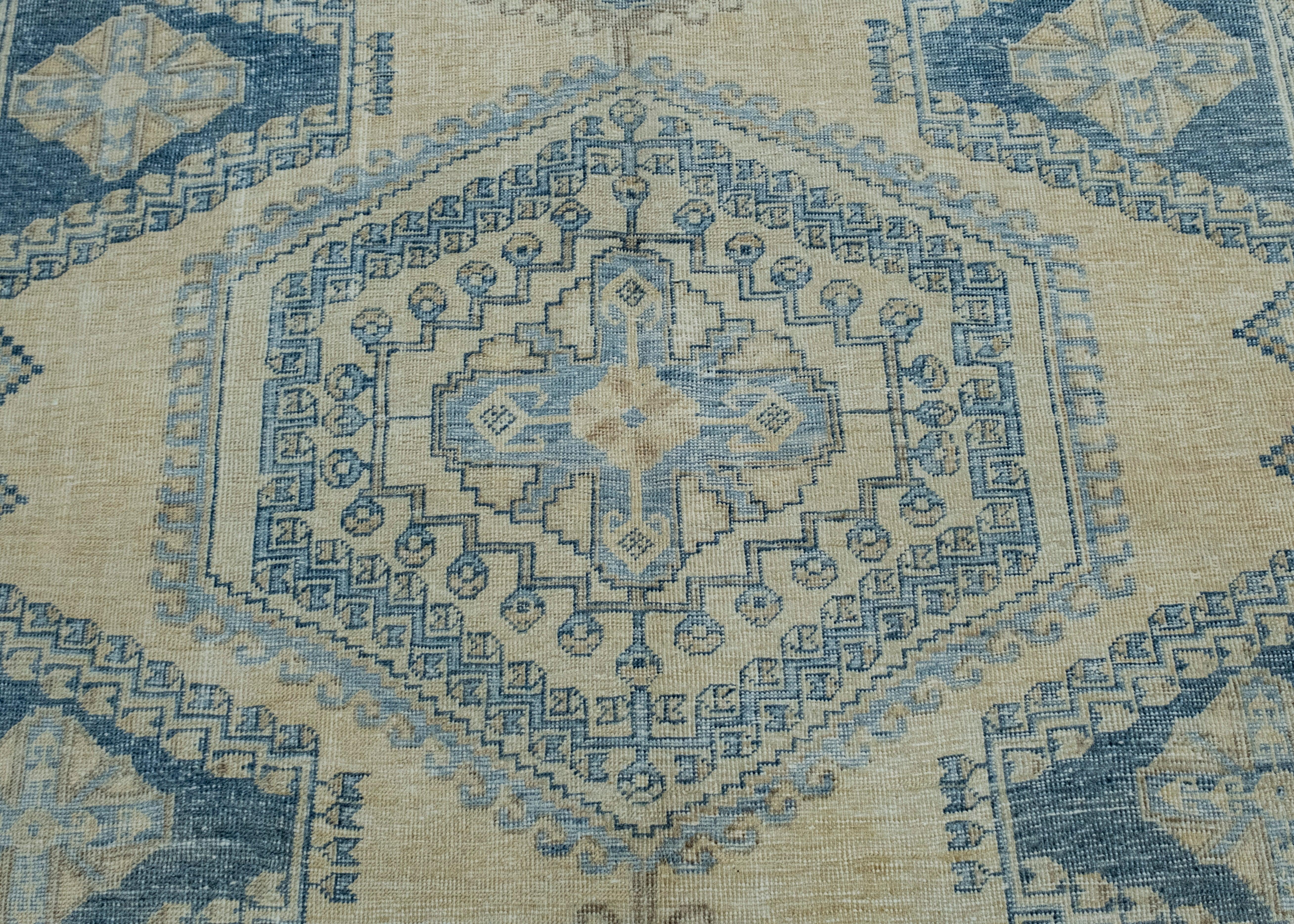 XXI secolo e contemporaneo Tappeto orientale vintage tessuto a mano 7'3
