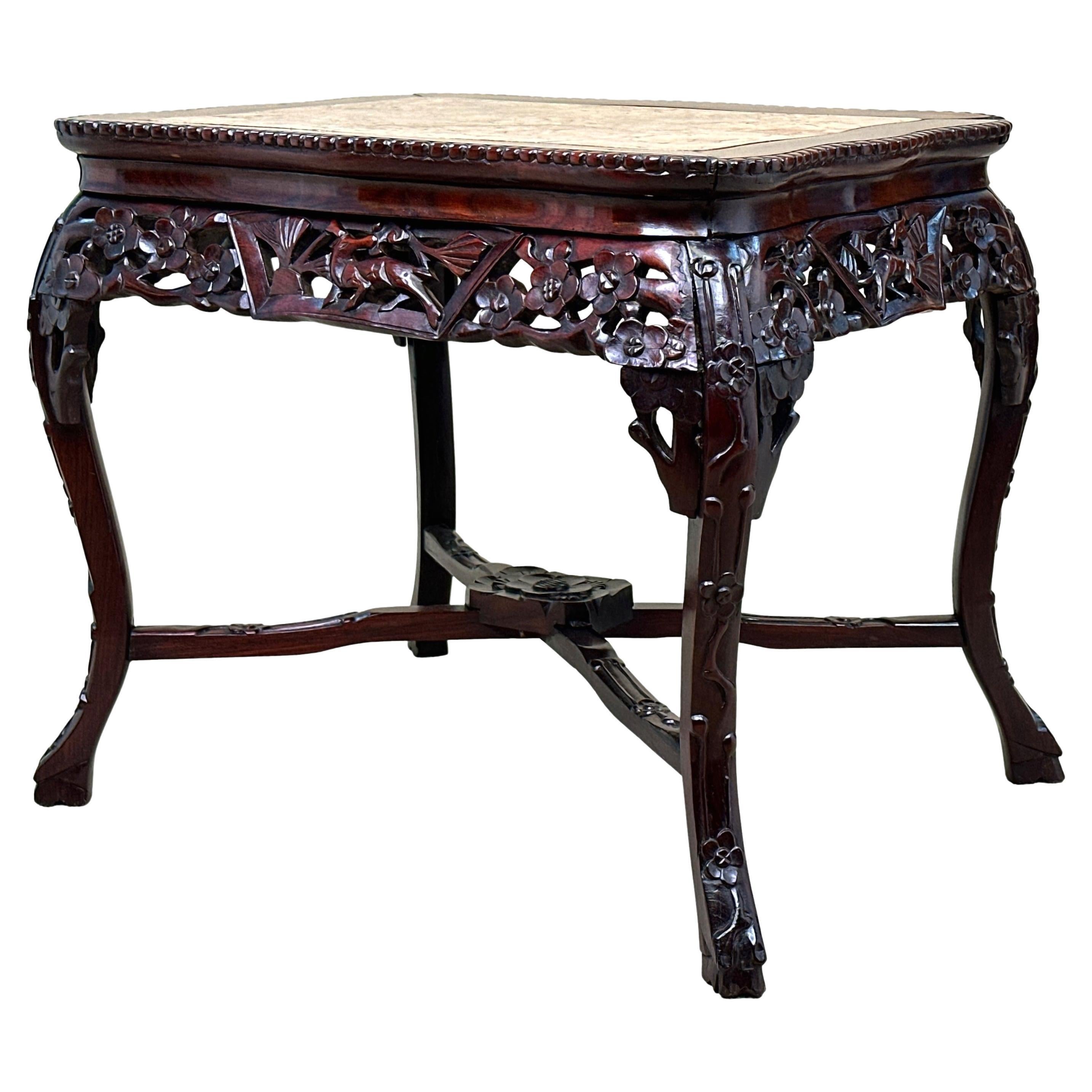 Table basse rectangulaire en bois dur oriental du XIXe siècle