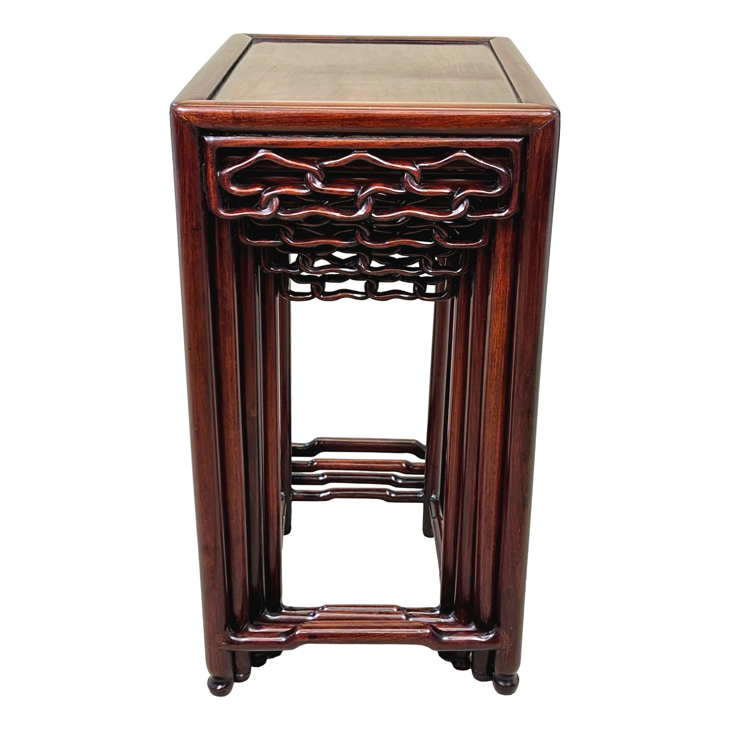 Oriental Hardwood Nest Of Four Coffee Tables For Sale 1