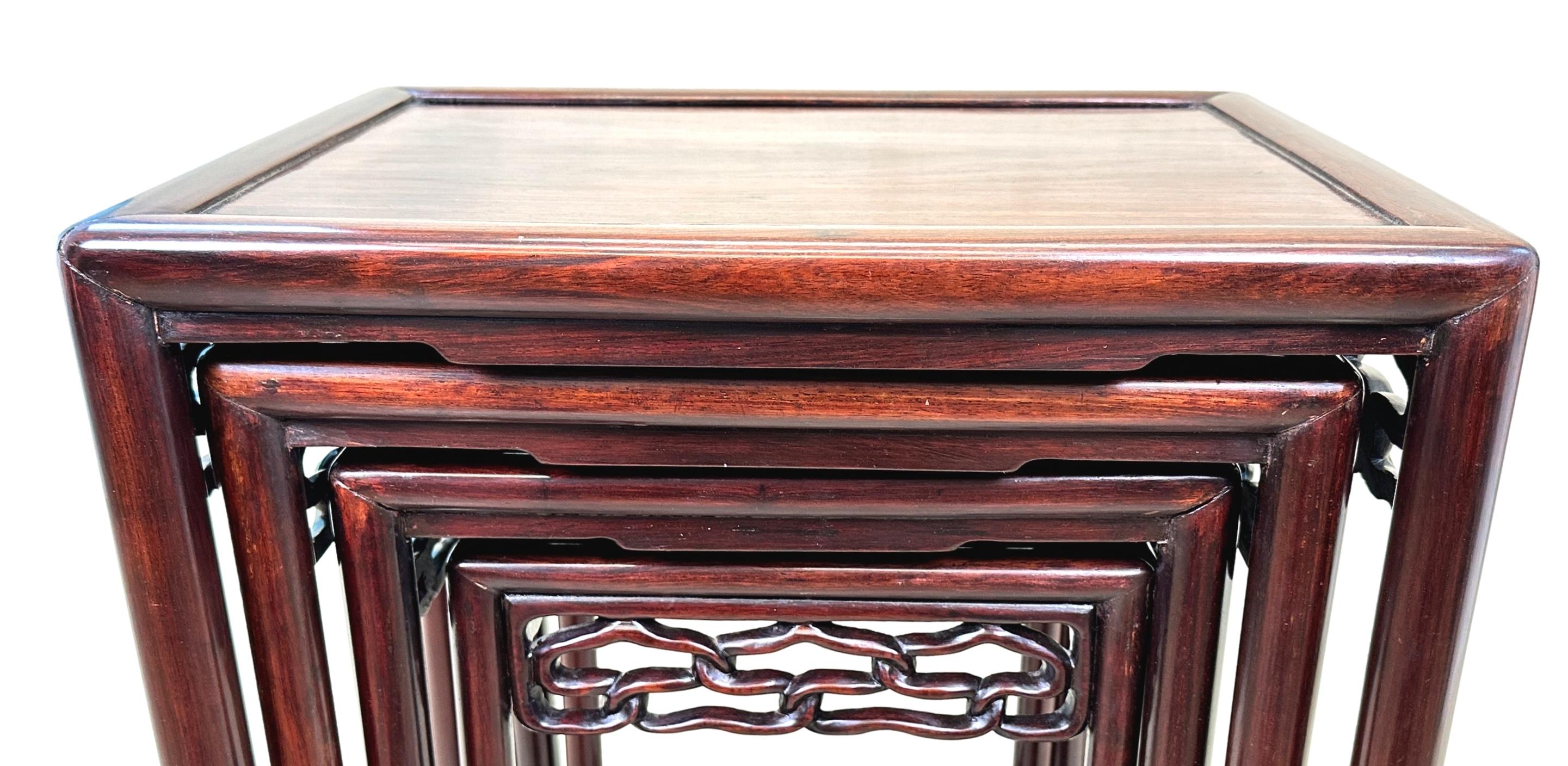 Oriental Hardwood Nest Of Four Coffee Tables For Sale 2