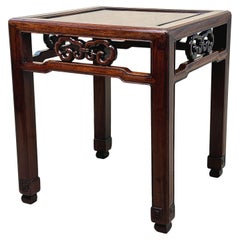 Antique Oriental Hardwood Square Coffee Table Stand