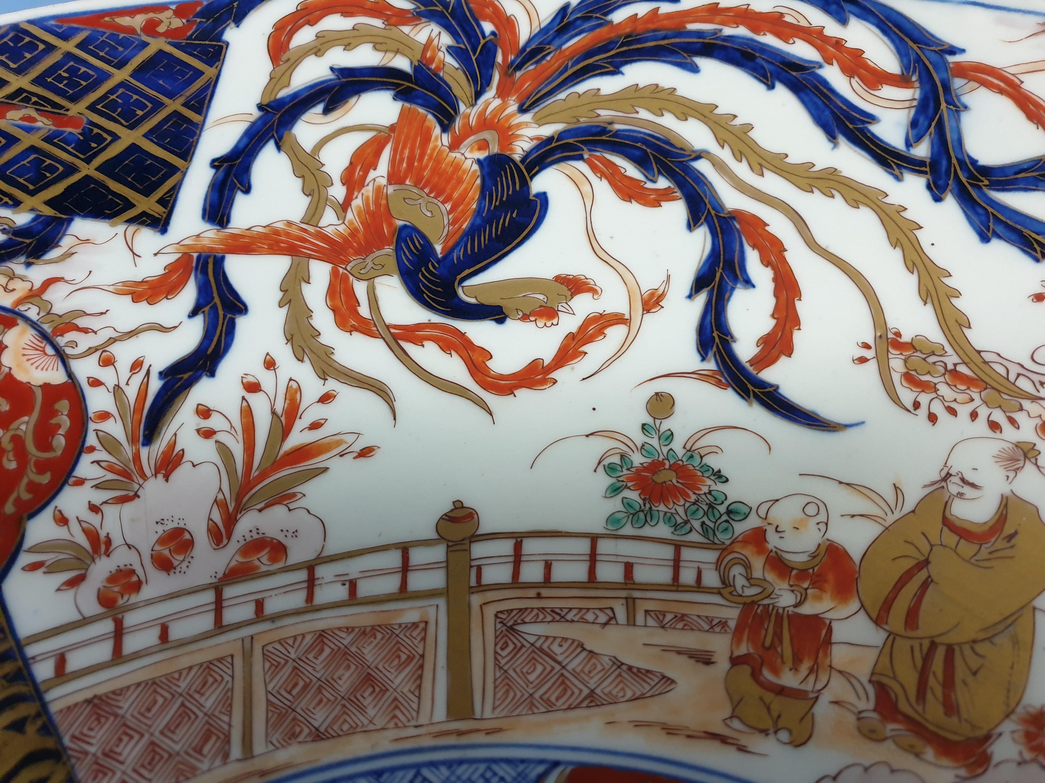 Oriental Japanese Meji Period Large Imari Pattern Platter With Panelled Scenes  For Sale 2