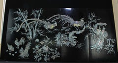 Oriental/ Japanese Midcentury Wall Art Panels Made of Mother of Pearl