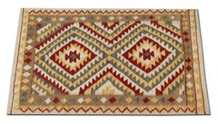 Oriental Kilims Green Cream Kilim Rugs Tappeto in lana tessuto a mano