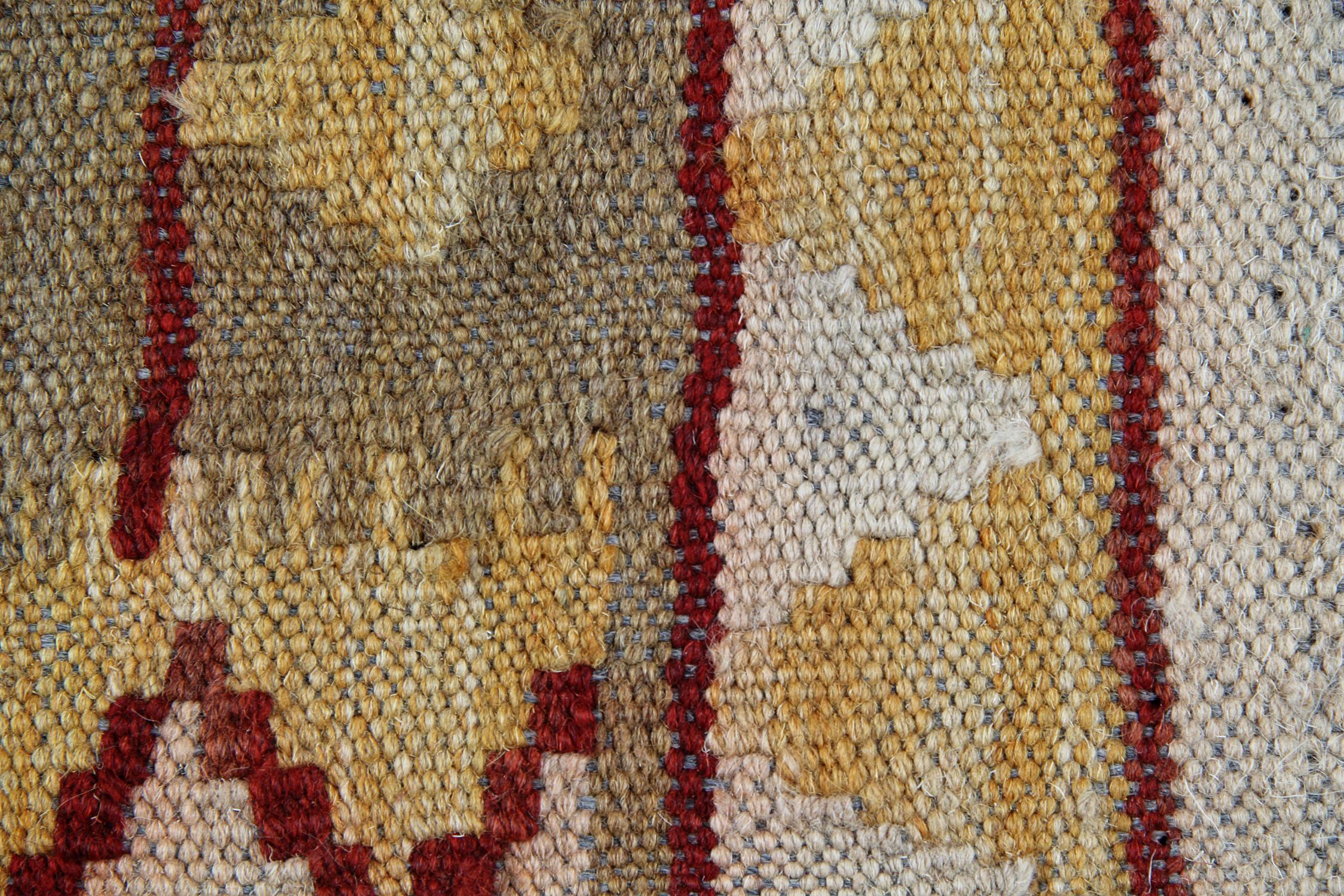 Orientalische Kilims Grün Creme Kilim Teppiche Wolle Fläche Teppich Handgewebt (Kelim) im Angebot